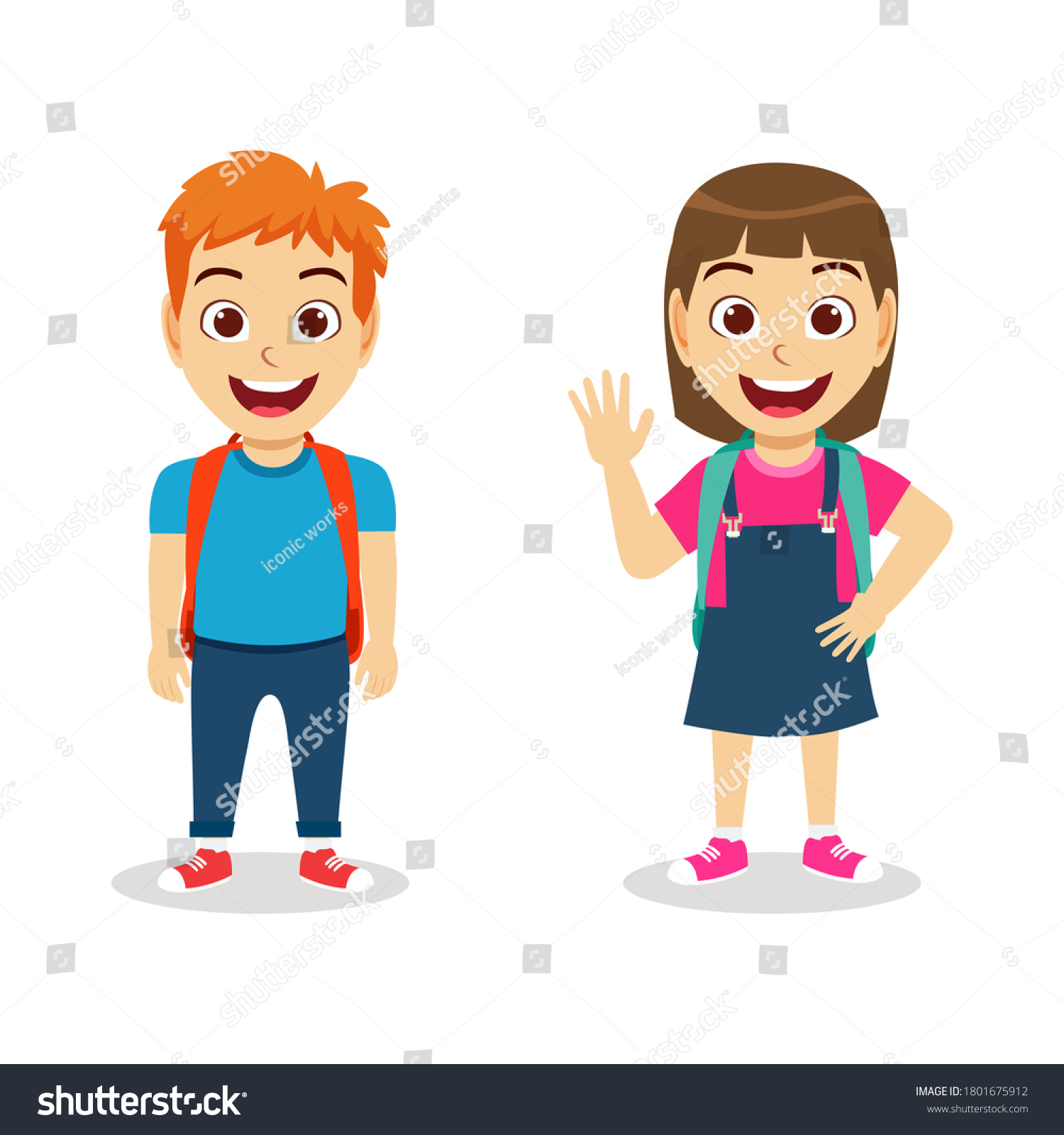 Happy Cute Little School Boy Girl Stock Vector (Royalty Free ...