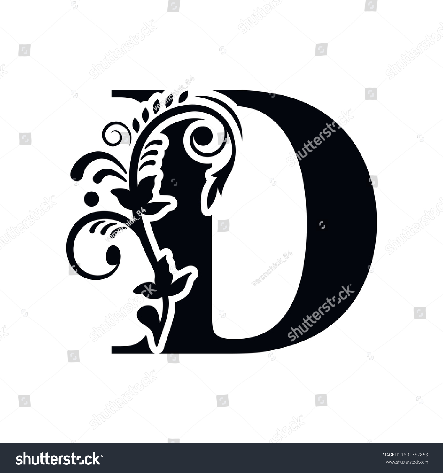 Letter D Flower Ornament Vector Logo Stock Vector (Royalty Free ...