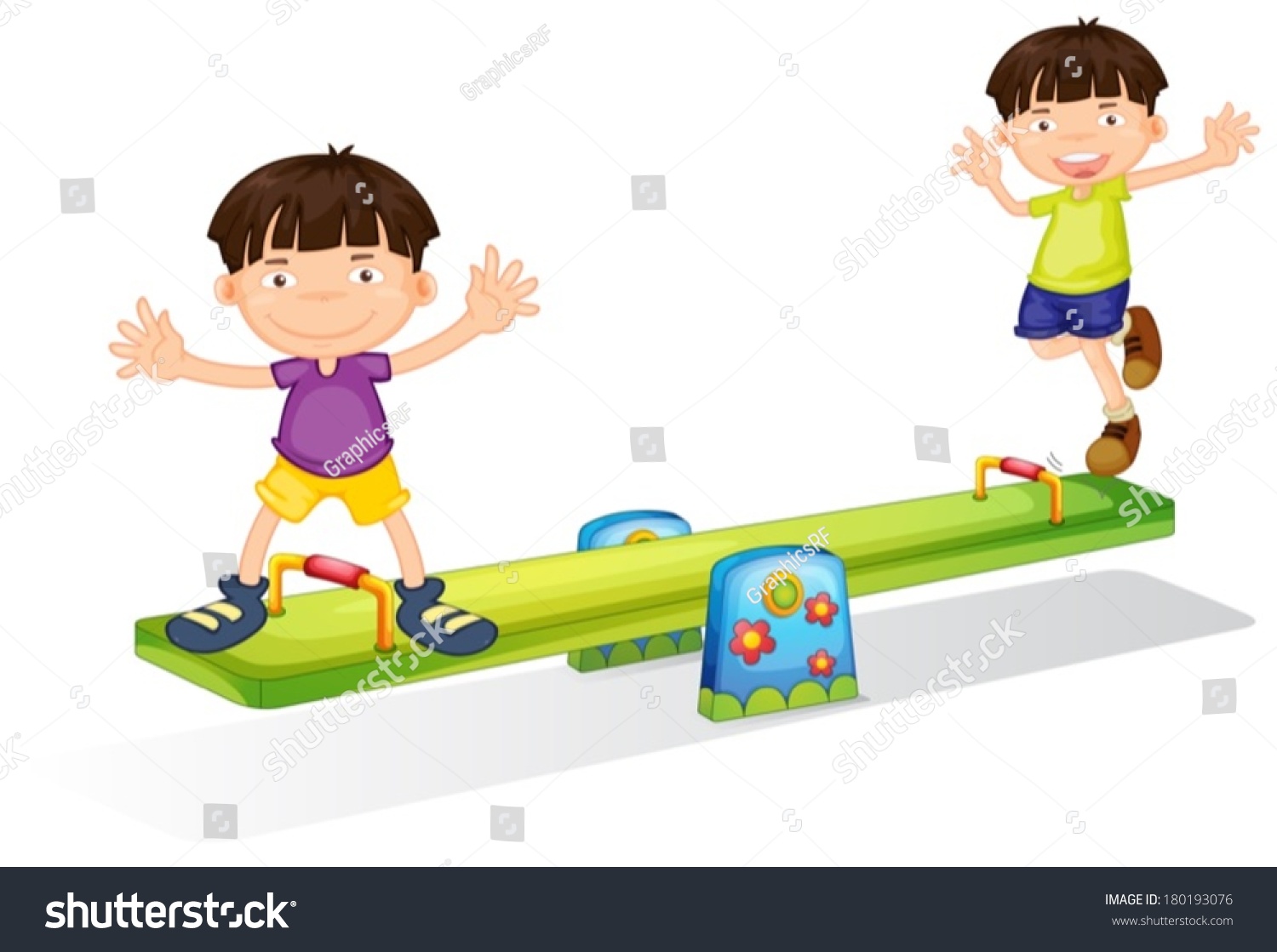 Illustration Kids Playing Seesaw On White Stock Vector (Royalty Free ...