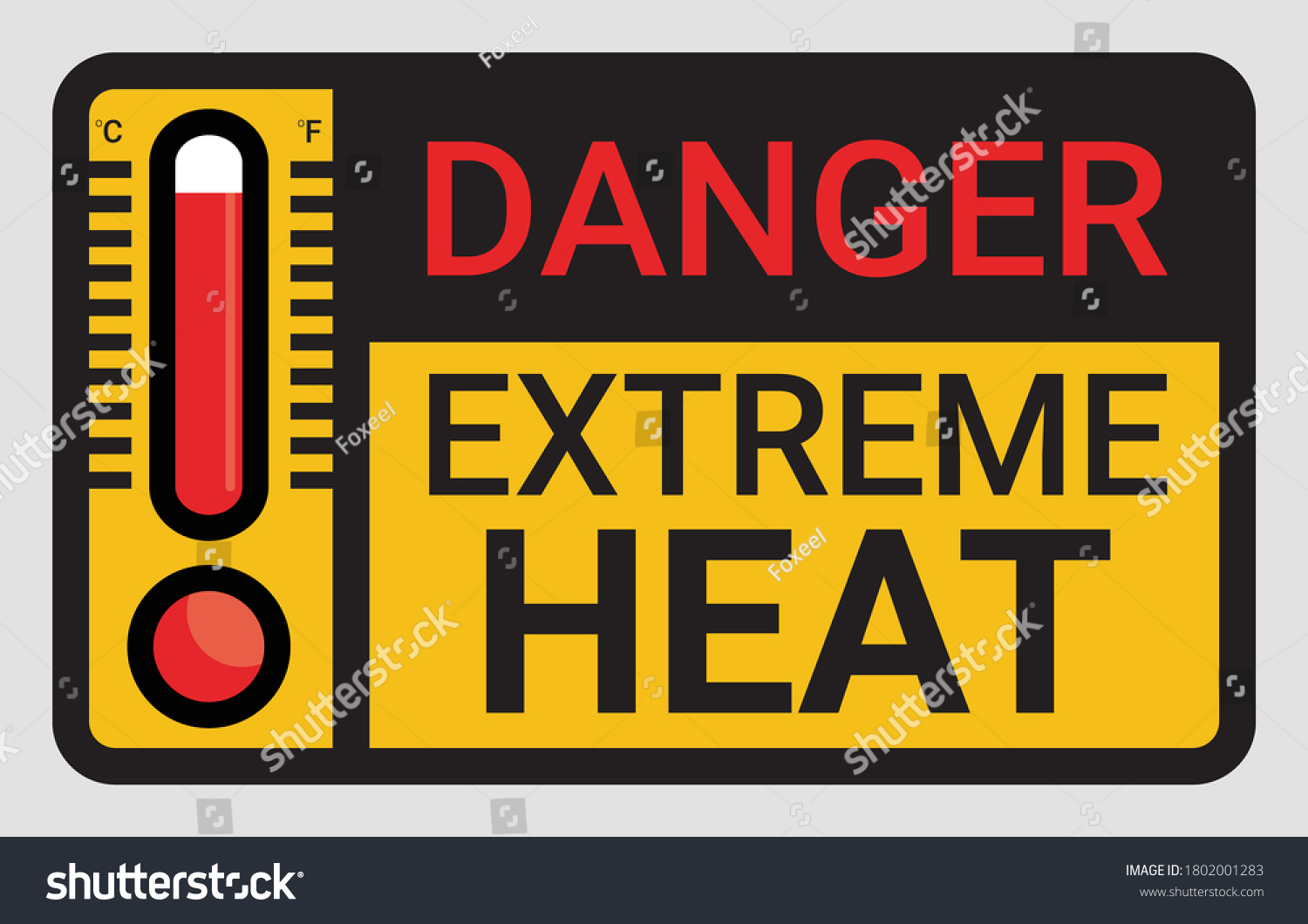 Vector High Temperature Warning Square Sign Stock Vector (Royalty Free ...