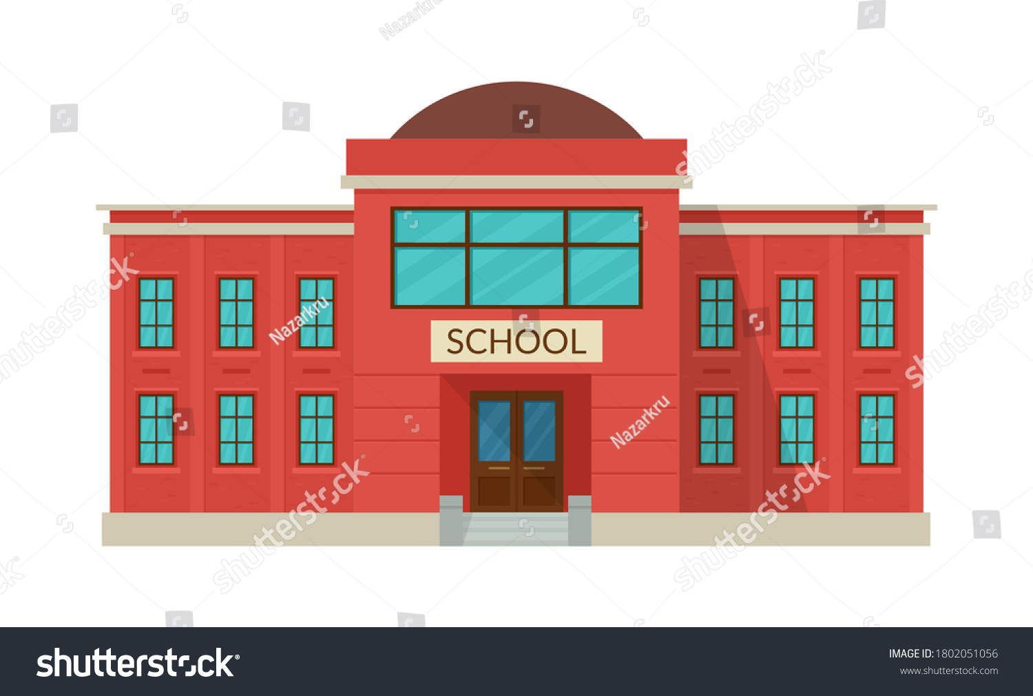 School Building Exterior Isolated On White Stock Vector (Royalty Free ...