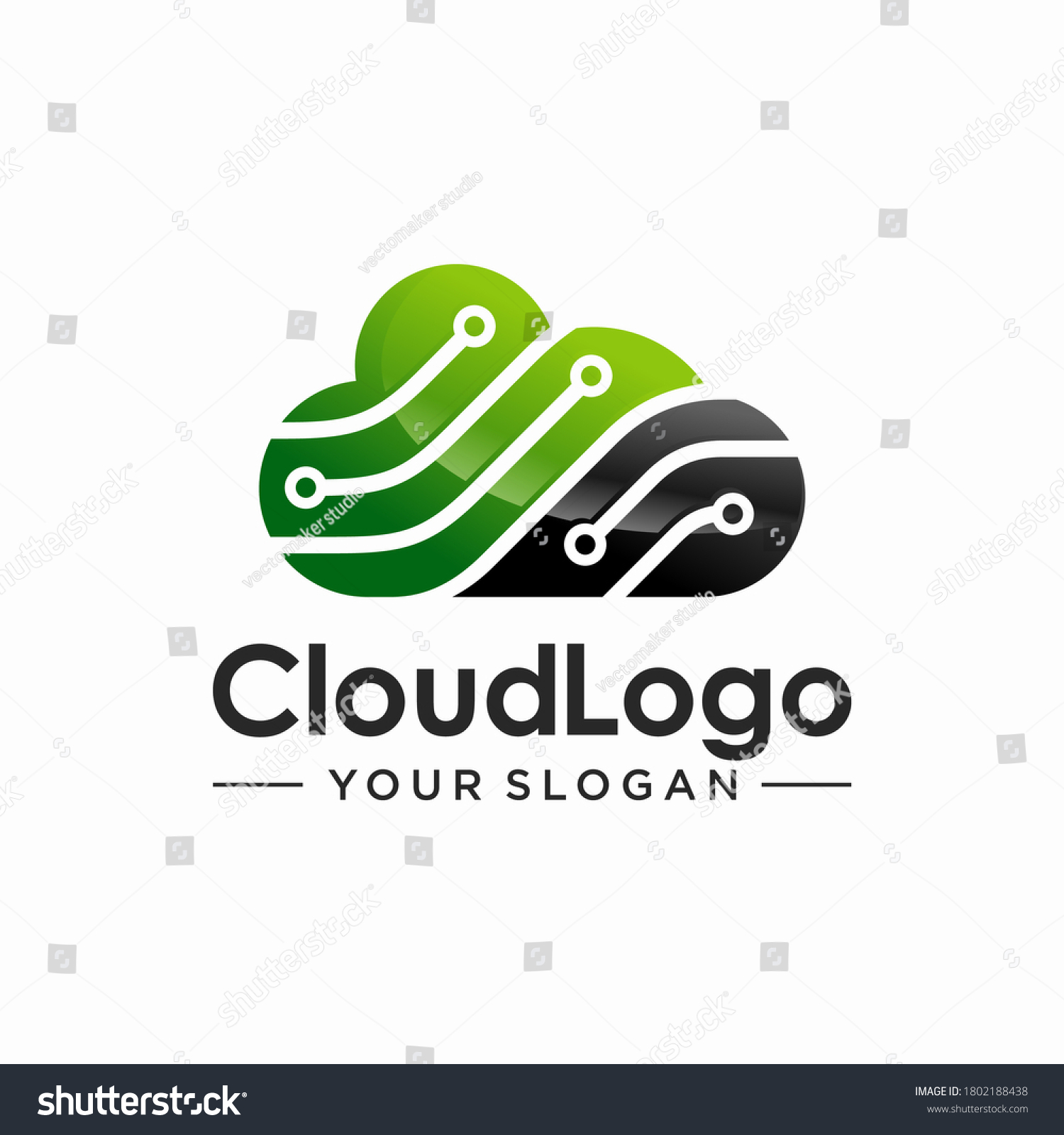 Cloud Tech Logo Design Template Stock Vector (Royalty Free) 1802188438 ...