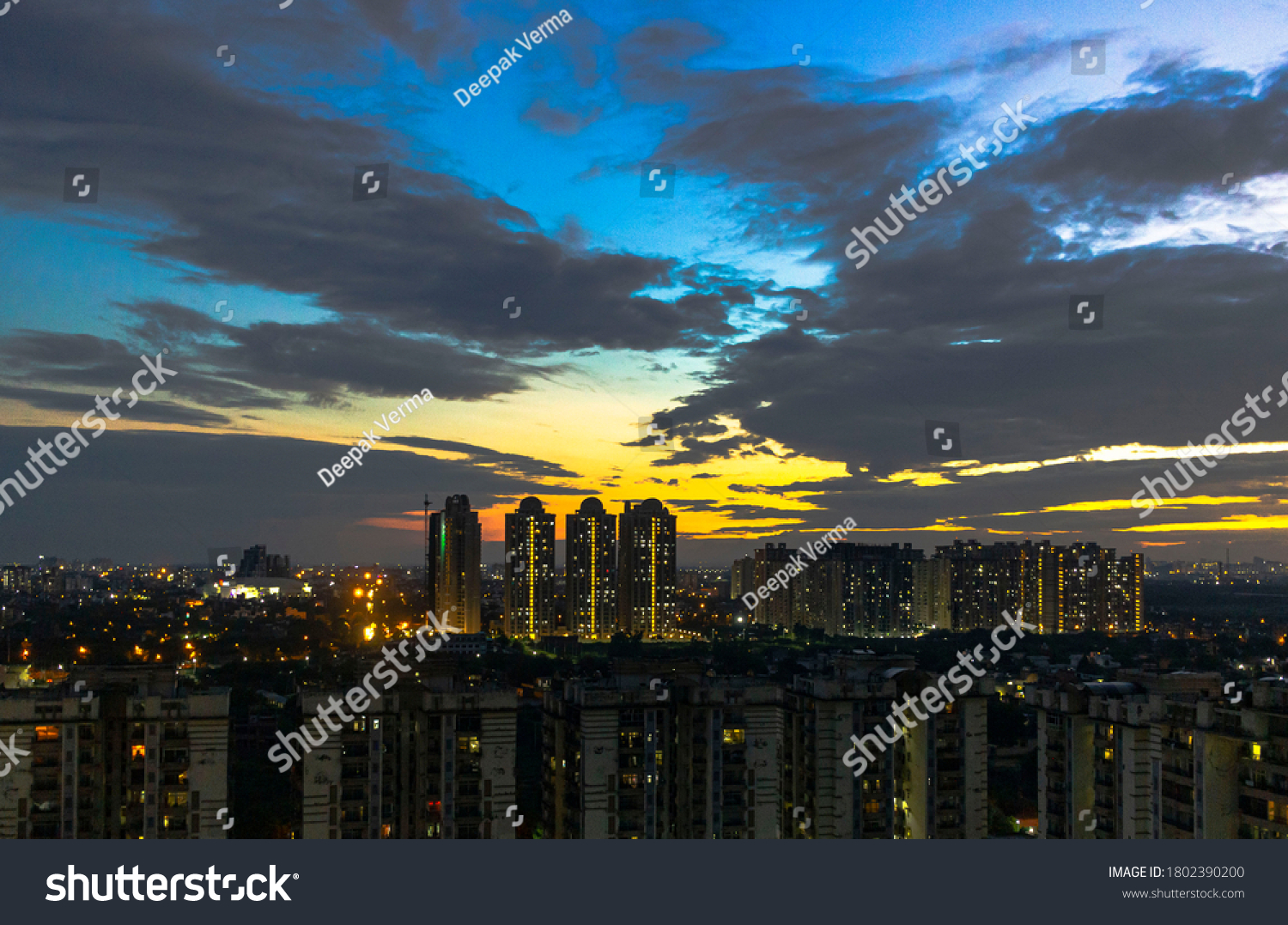 Colourful Monsoon City Night Sky Stock Photo 1802390200 | Shutterstock