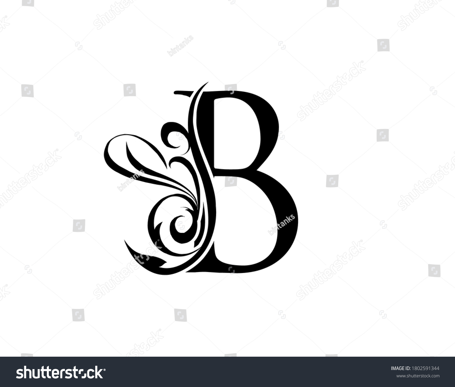 Elegant Letter B Graceful Royal Style Stock Vector (Royalty Free ...