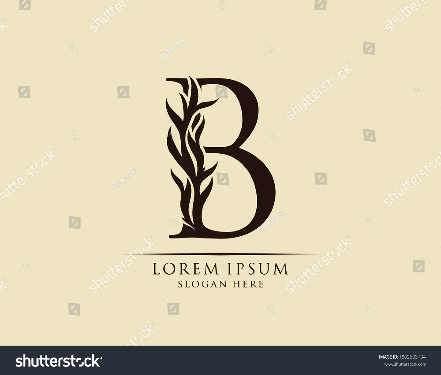 Callygraphy B Letter Graceful Royal Style Stock Vector (Royalty Free ...