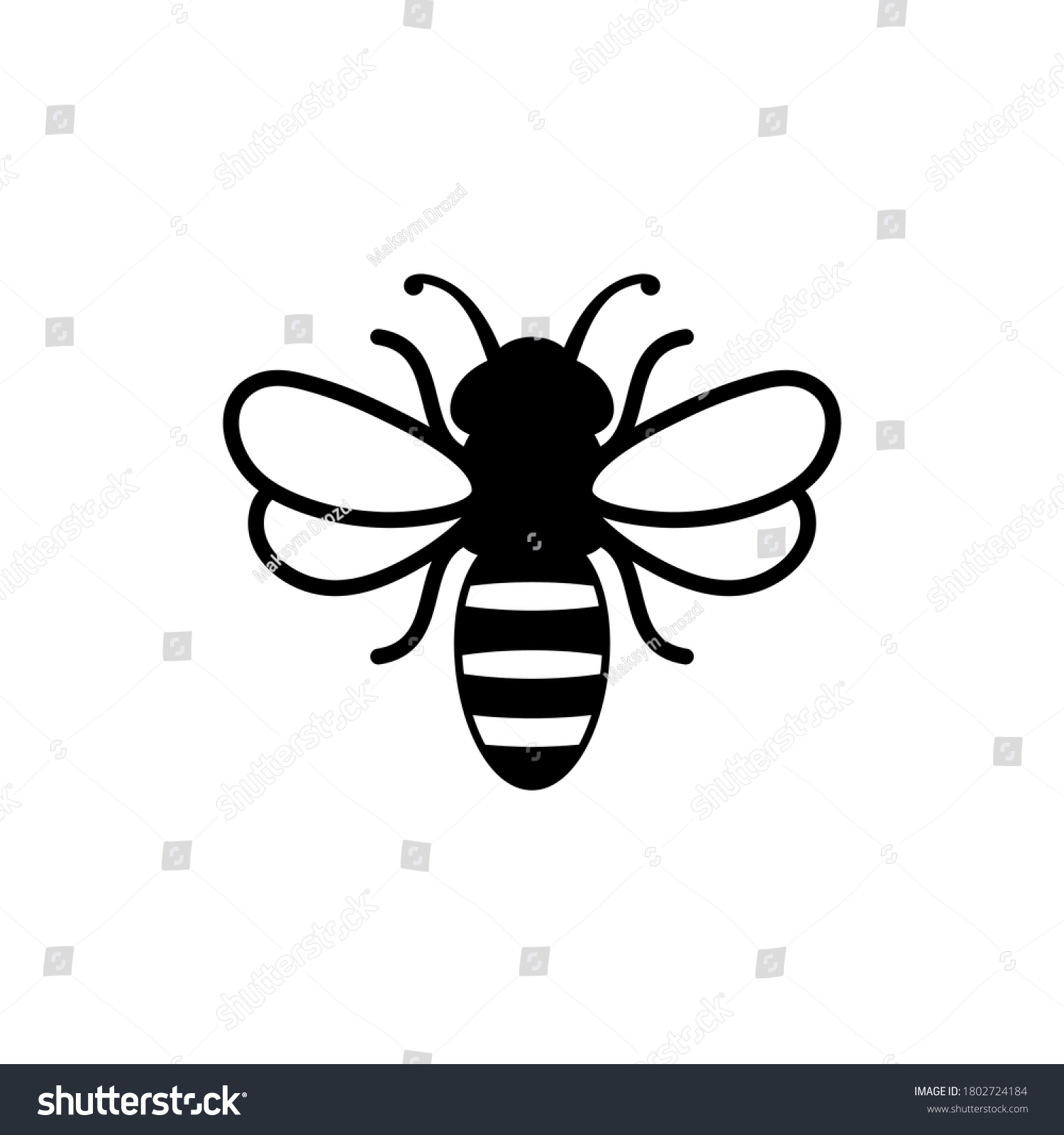 Bee Icon On White Background Stock Vector (Royalty Free) 1802724184 ...