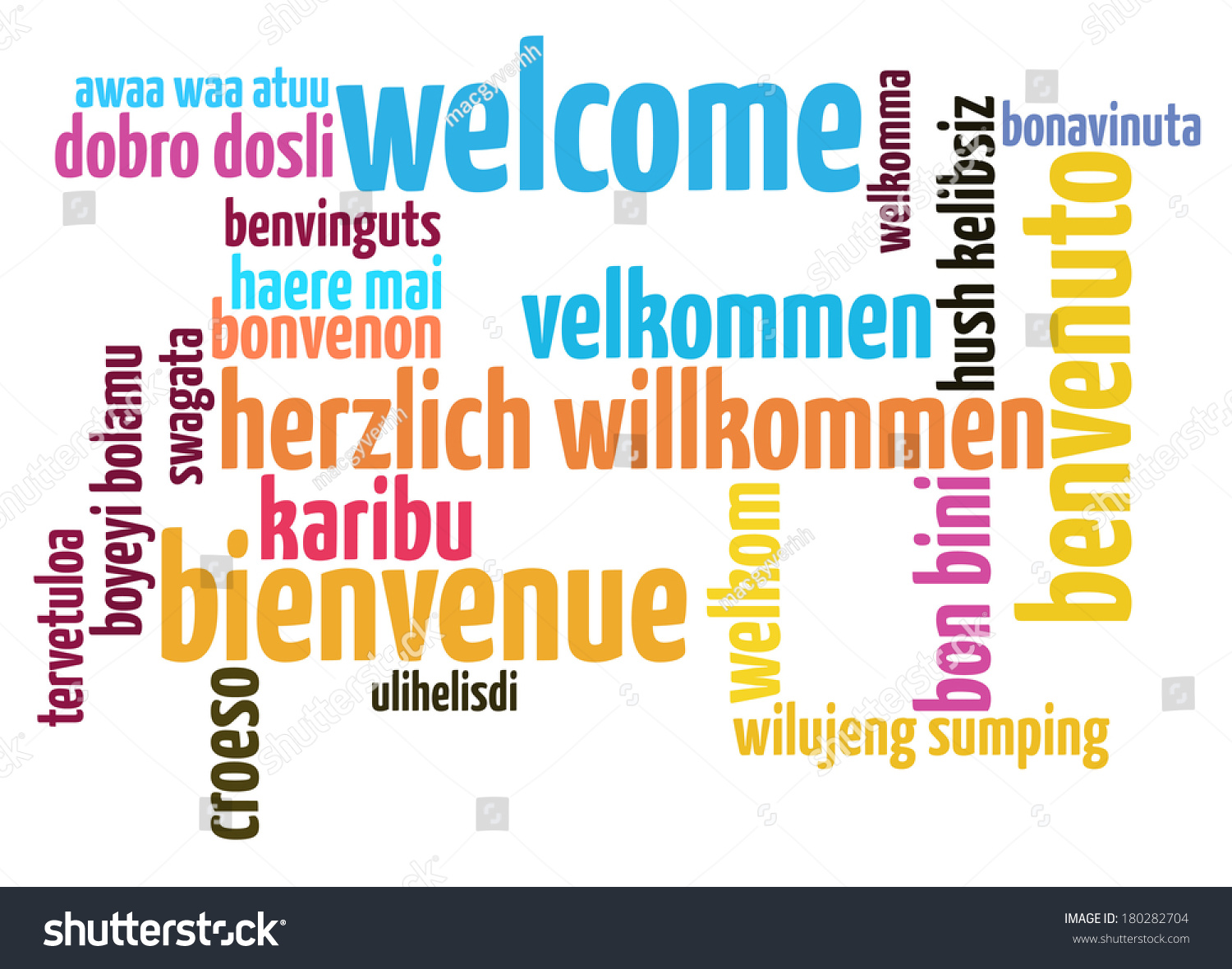 Welcome Different Languages Word Cloud Stock Illustration 180282704 ...