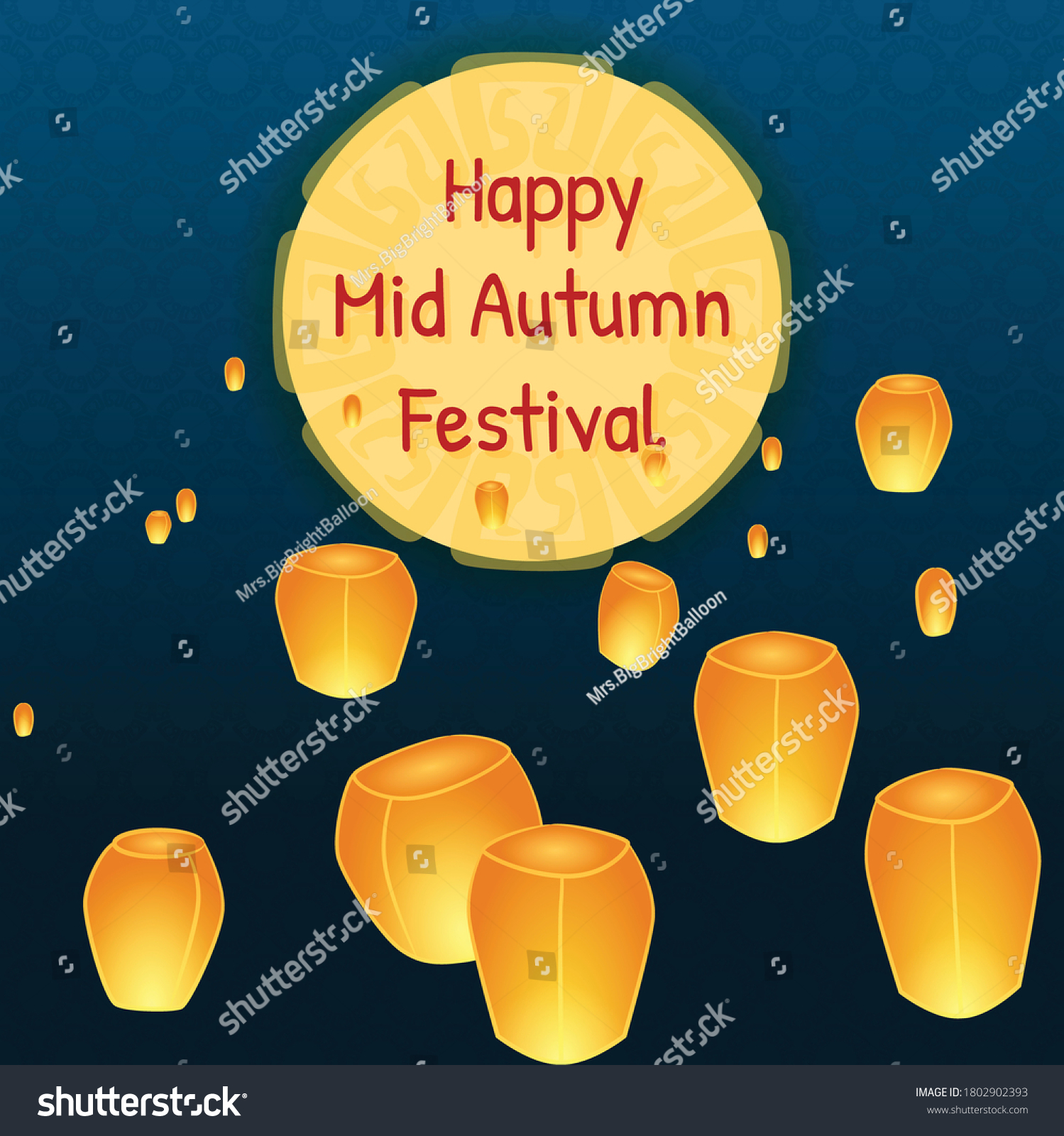 Illustration Vector Mid Autumn Festival Blue Stock Vector (Royalty Free ...