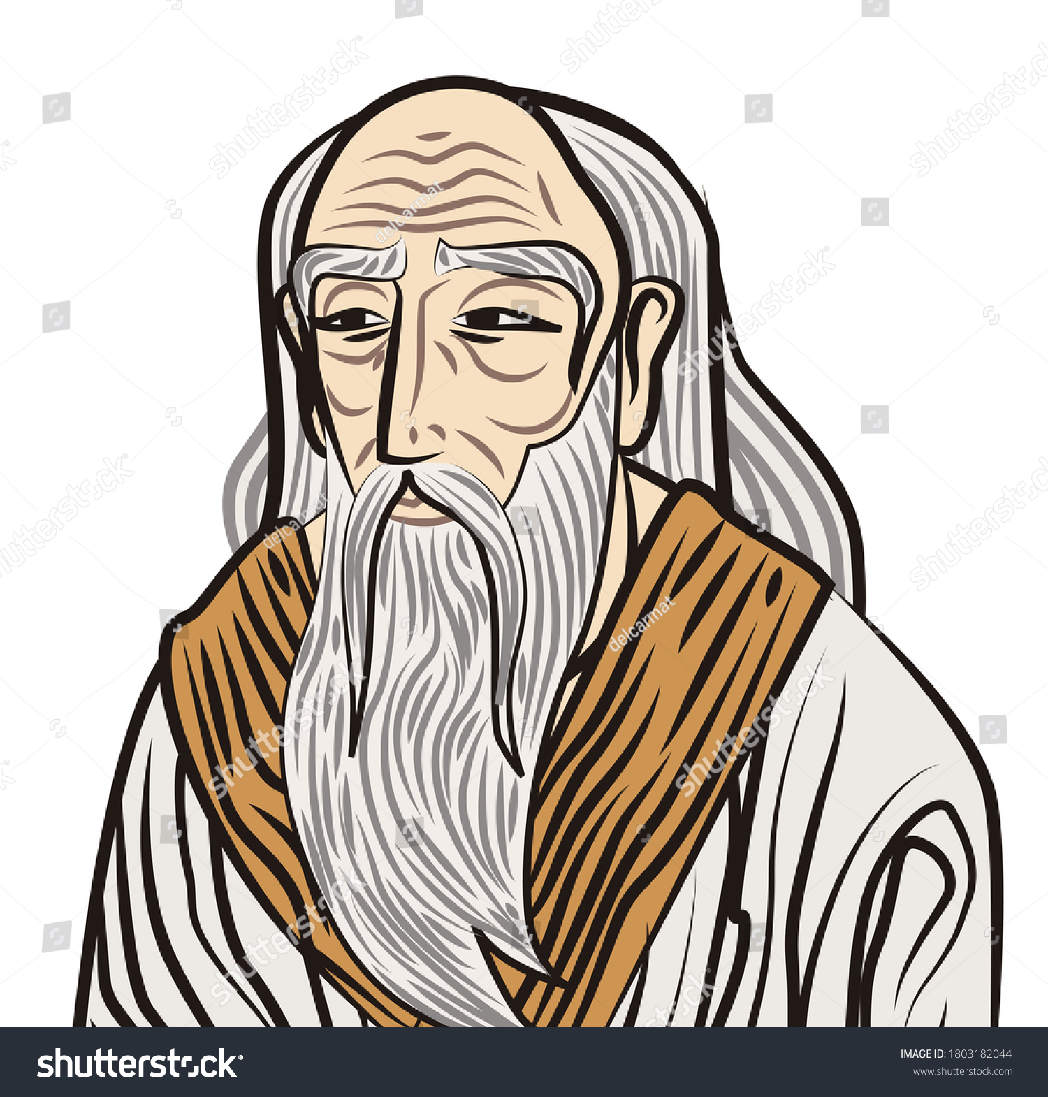 Great Chinese Laozi Philosopher Thinker Stock Vector (Royalty Free ...