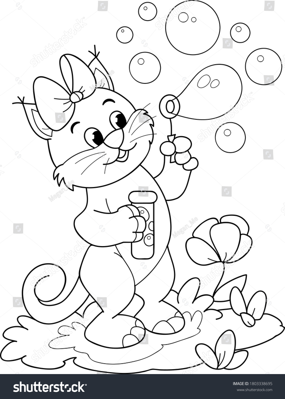 Coloring Page Outline Cartoon Smiling Cute Stock Vector (Royalty Free ...