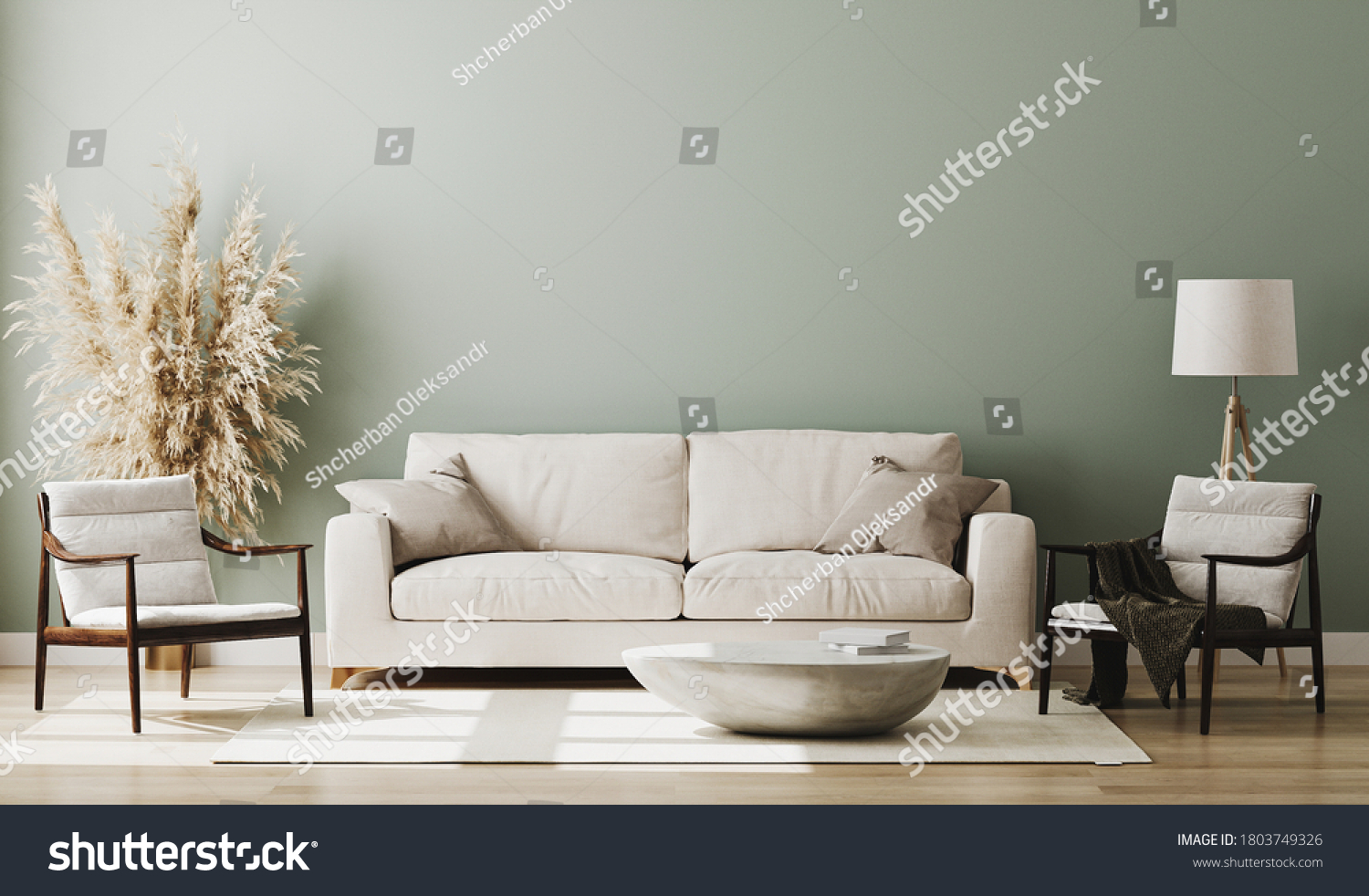 Pastel Green Room Interior Living Room Stock Illustration 1803749326 ...