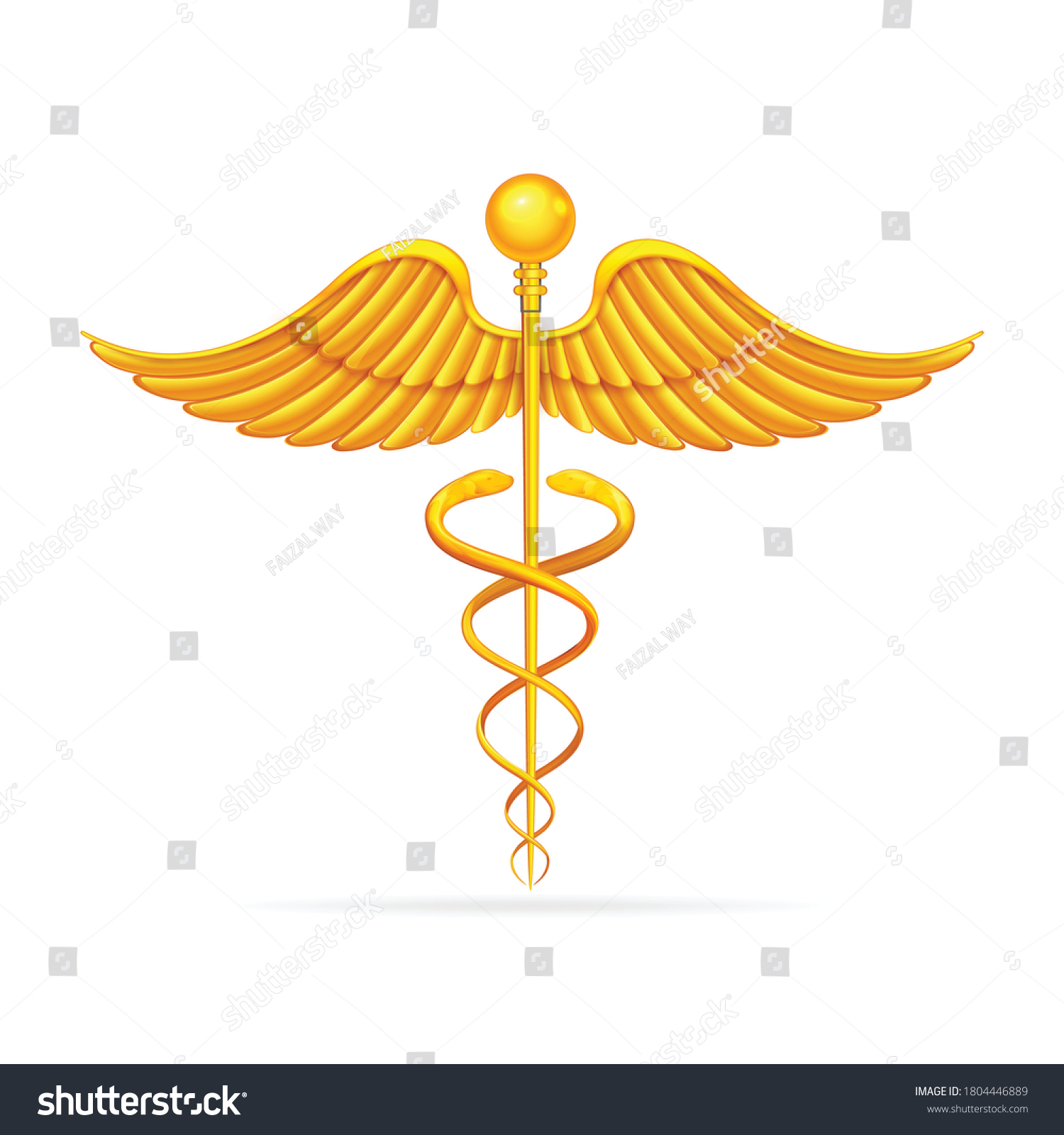 Caduceus Medical Symbol Gold Vector Illustration Stock Vector (Royalty ...