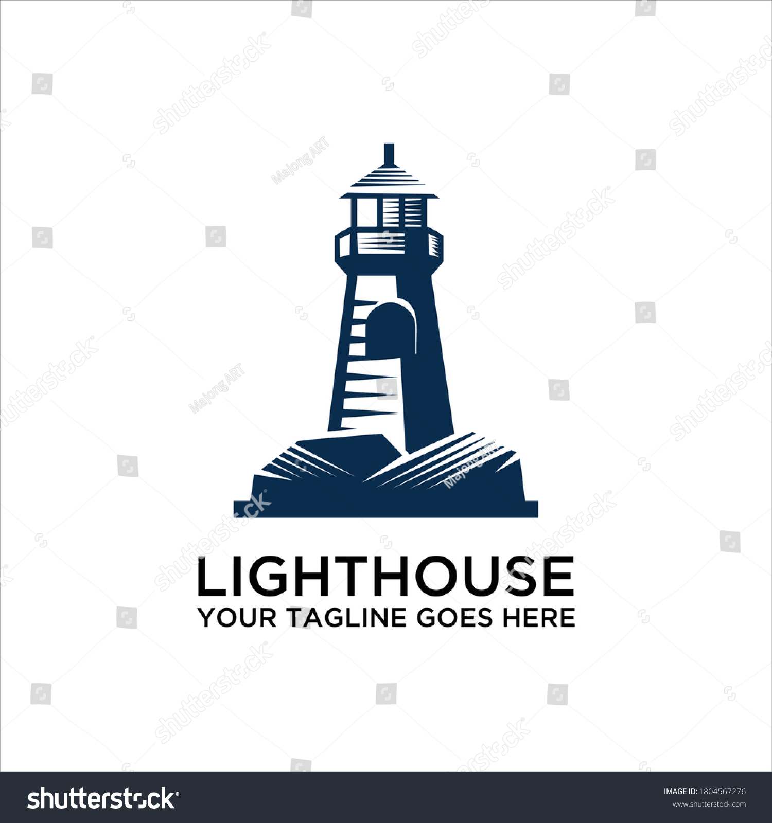 Lighthouse Logo Template Building Lighthouse Logo Stock Vector (Royalty ...