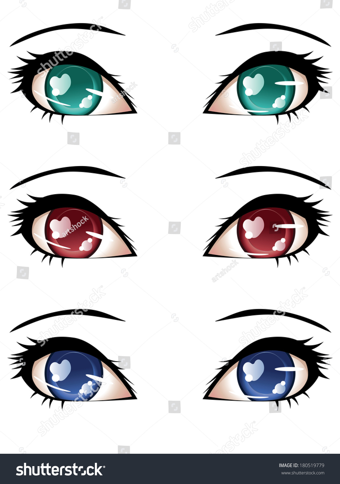 Set Stylized Anime Eyes Different Colors Stock Illustration 180519779 ...