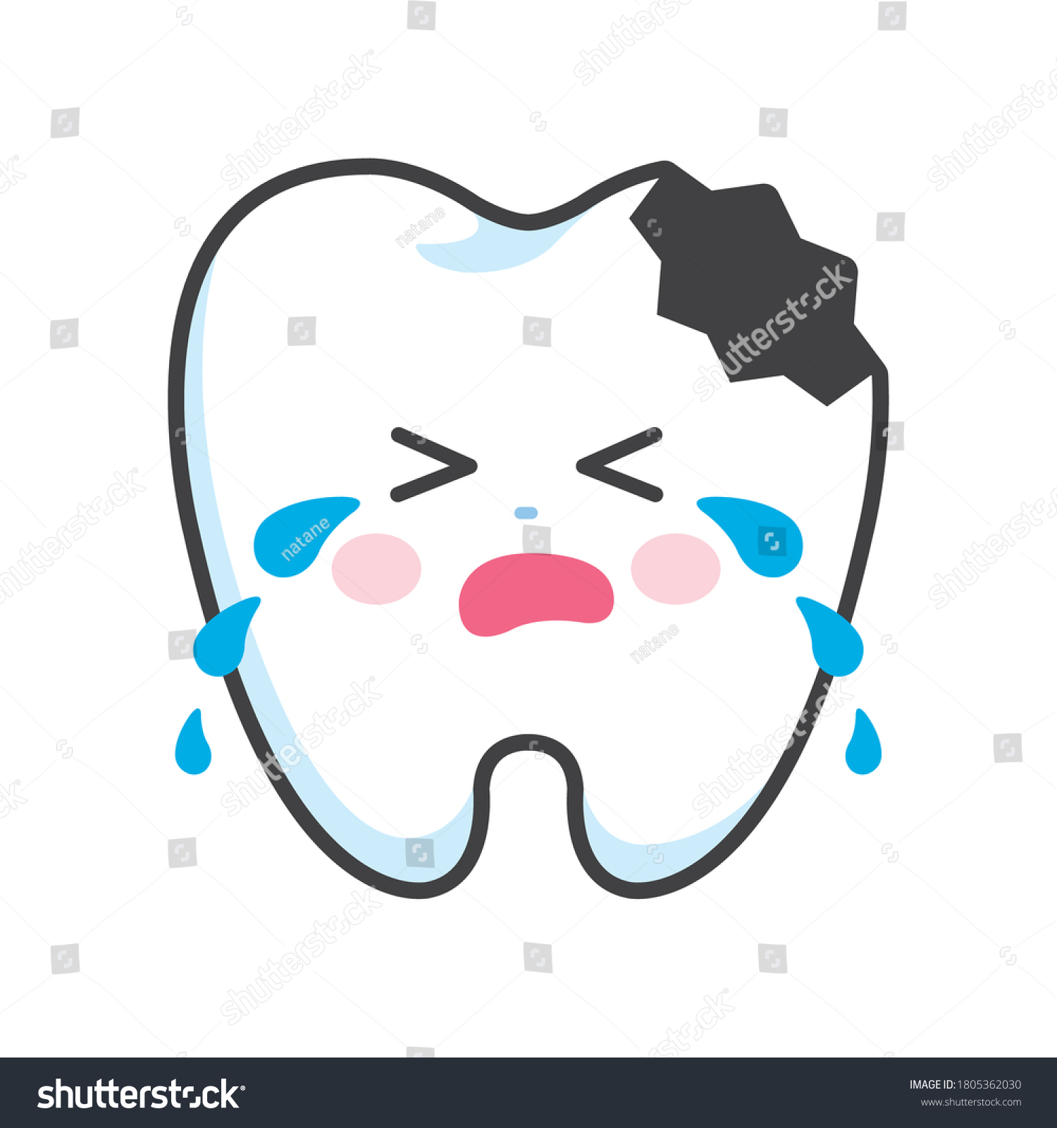 Front Facing Decayed Tooth Character Crying Stock Vector (Royalty Free ...