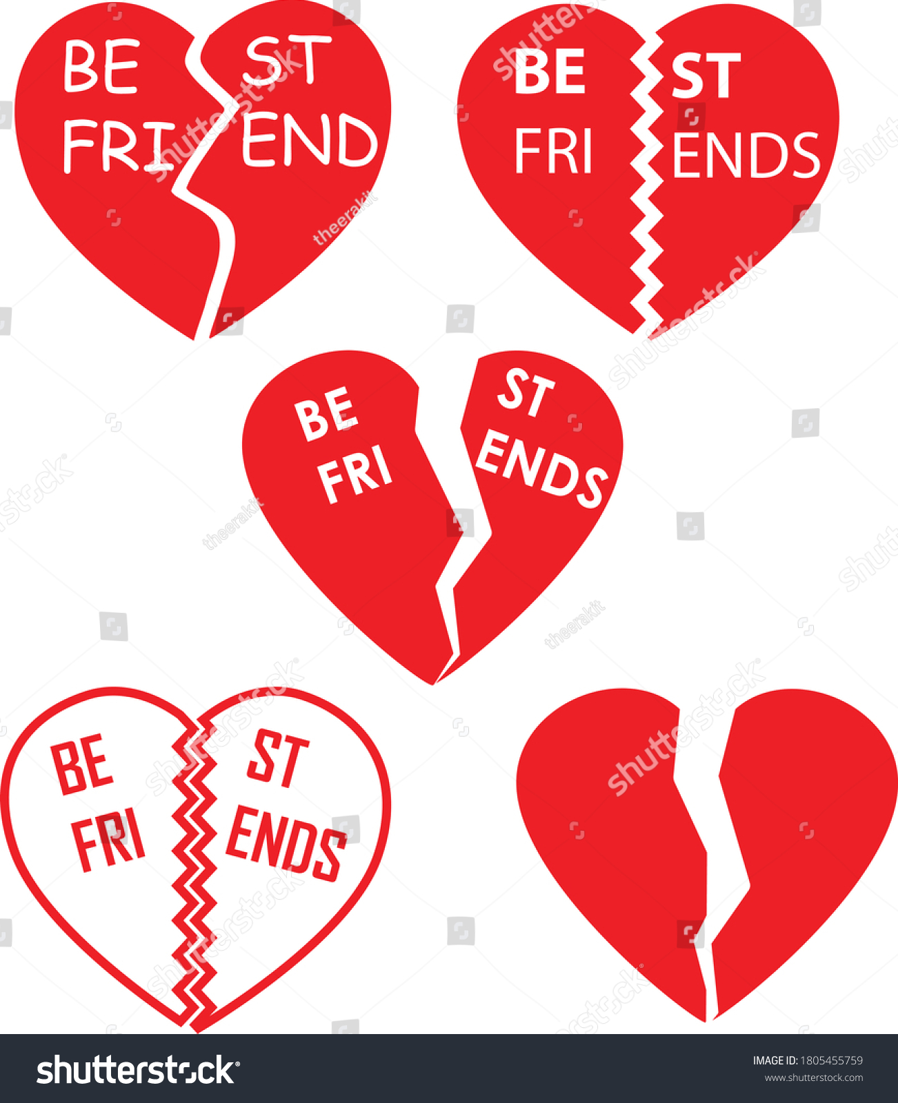 Best Friends On White Background Broken Stock Vector (Royalty Free