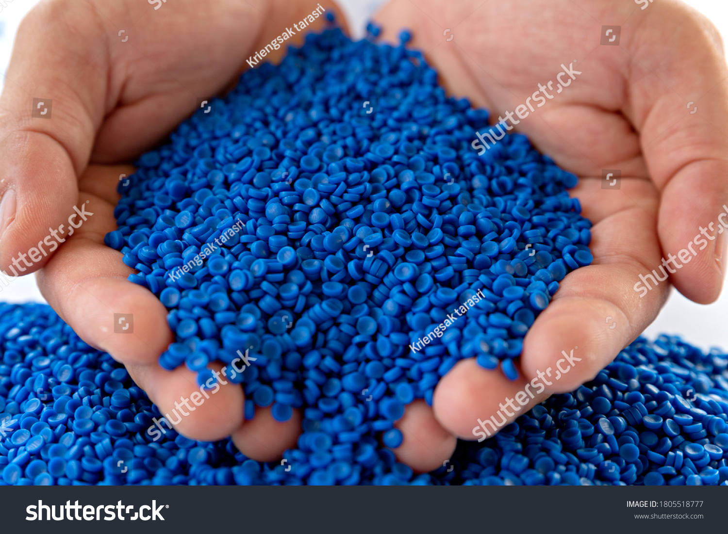 Blue Plastic Grain Plastic Polymer Granuleshand Stock Photo 1805518777 ...