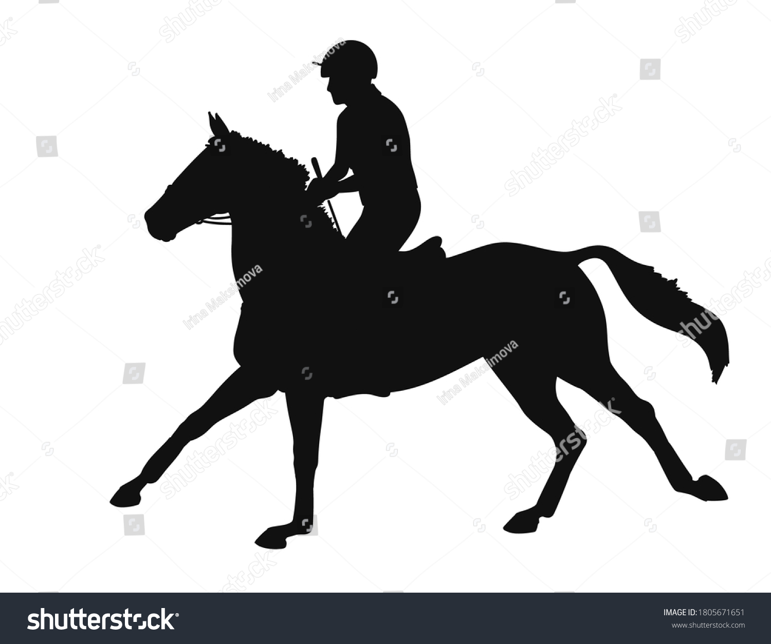 Vector Silhouette Horseman Riding Horse On Stock Vector (Royalty Free ...