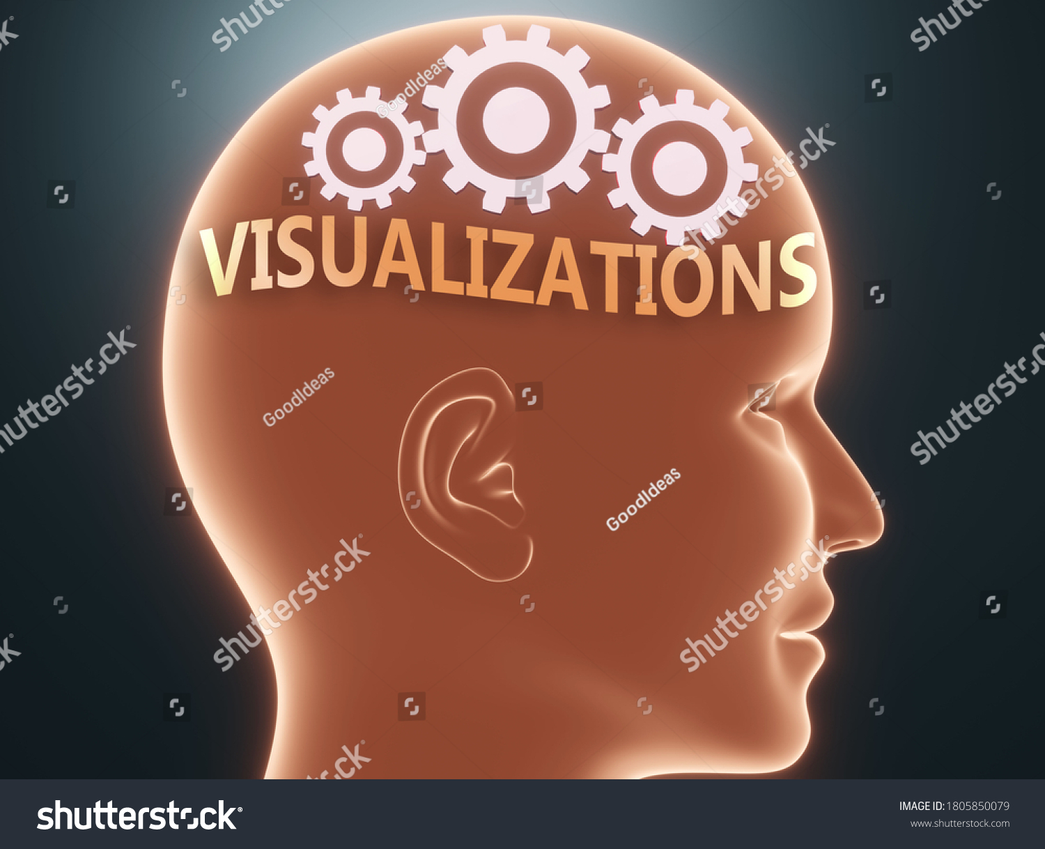 Ilustrasi Stok Visualizations Inside Human Mind Pictured Word ...