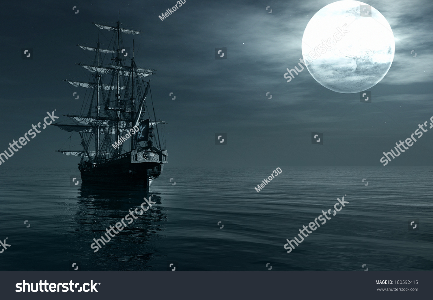 Ship Sailing Night Stock Illustration 180592415 | Shutterstock