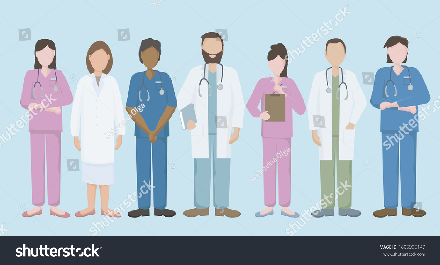 Team Doctors Nurses Uniform Hospital Medical Stock Vector (Royalty Free ...