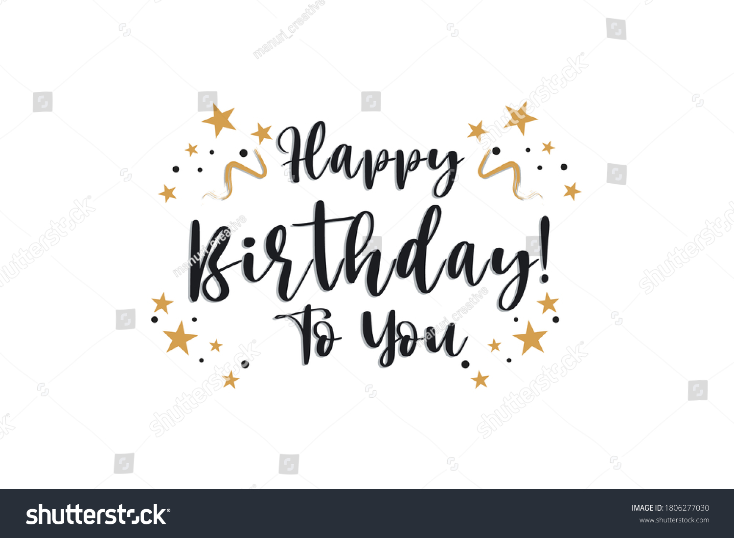 Happy Birthday Text Lettering Calligraphy Gold Stock Vector (royalty 