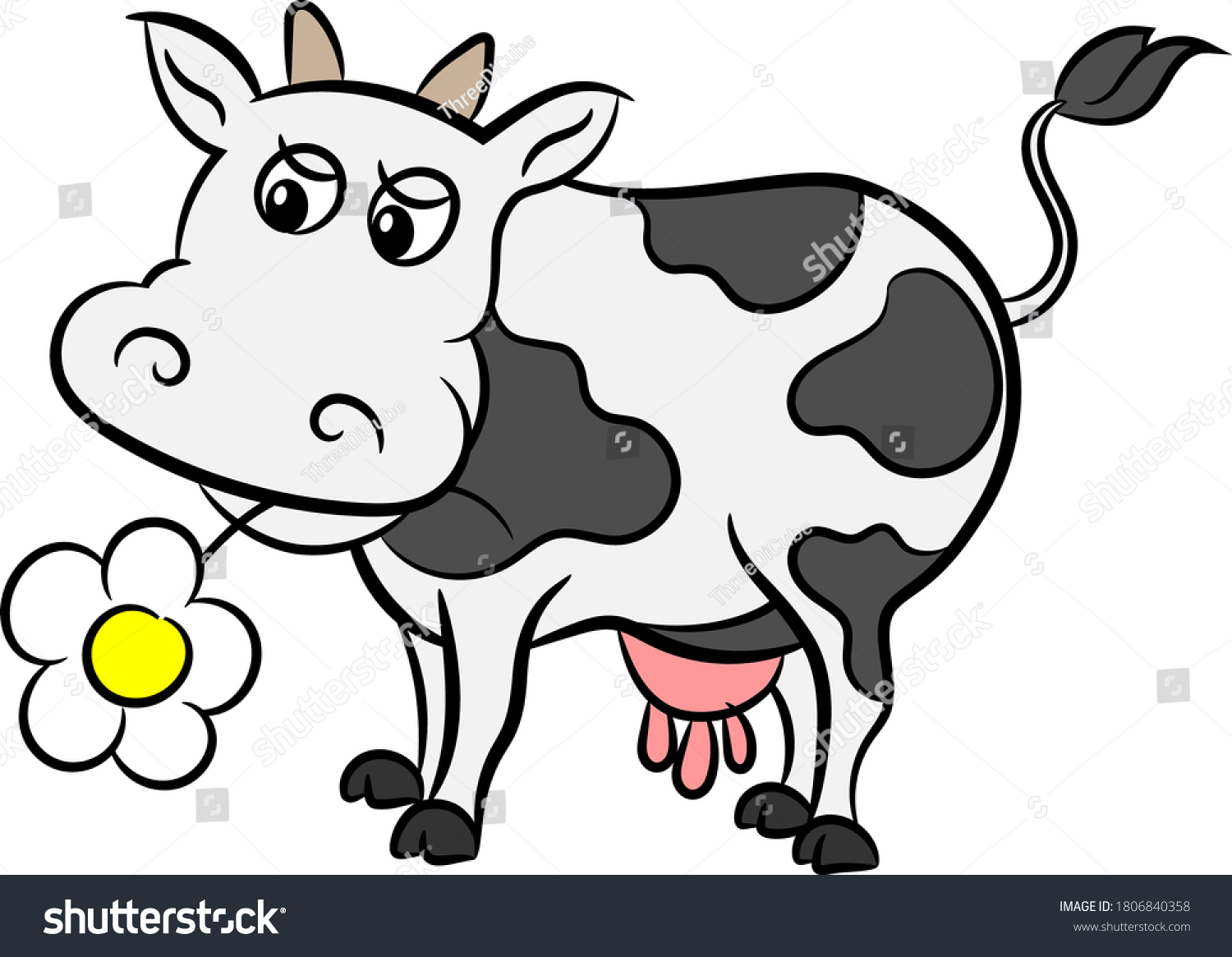 Cute Cow Flower Cartoon Vector Printing Stock Vector (Royalty Free ...