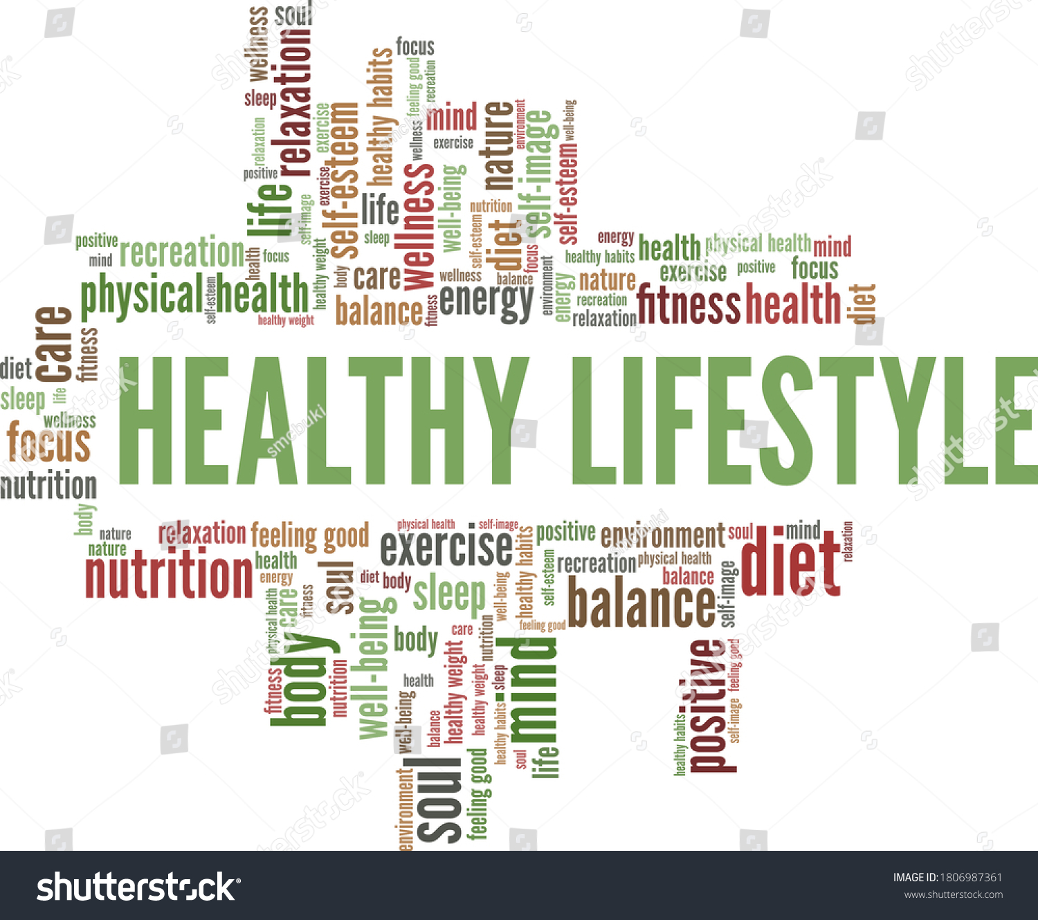 Healthy Lifestyle Vector Illustration Word Cloud Stock Vector (Royalty ...