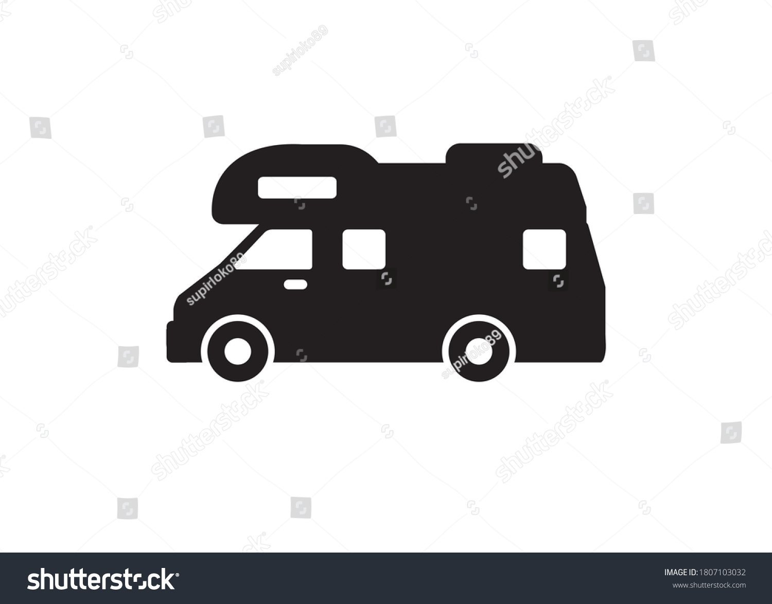 Simple Flat Illustration Camper Van Black Stock Vector (Royalty Free ...