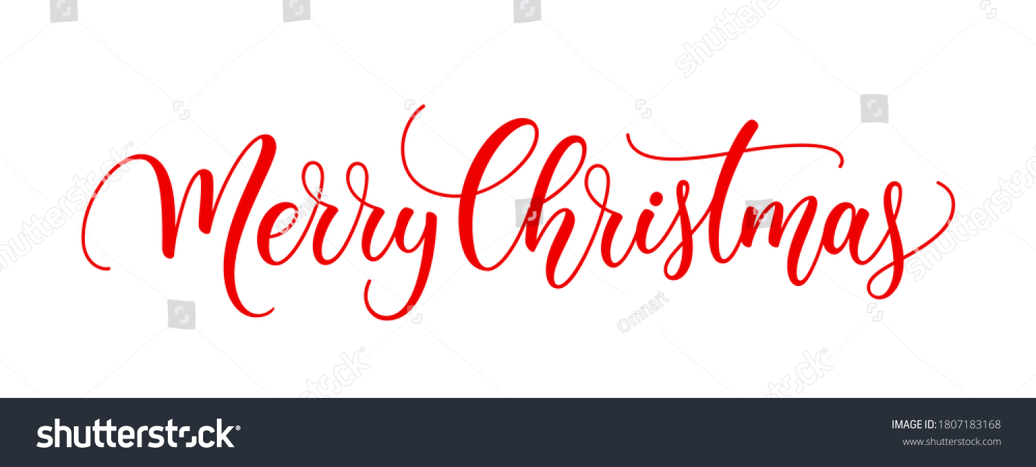 Merry Christmas Text Xmas Calligraphic Inscription Stock Vector ...