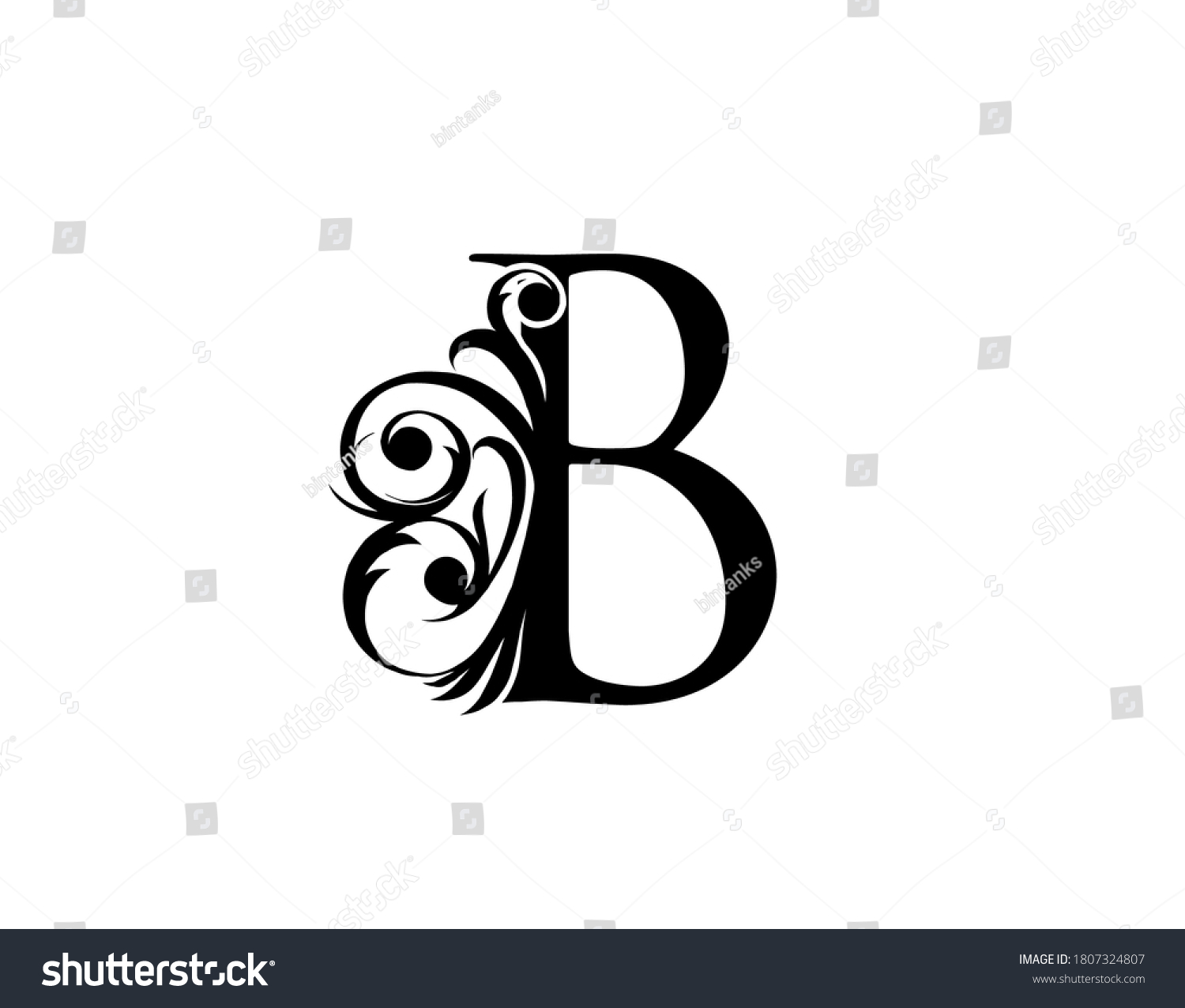 Calligrapic Letter B Graceful Royal Style Stock Vector (Royalty Free ...