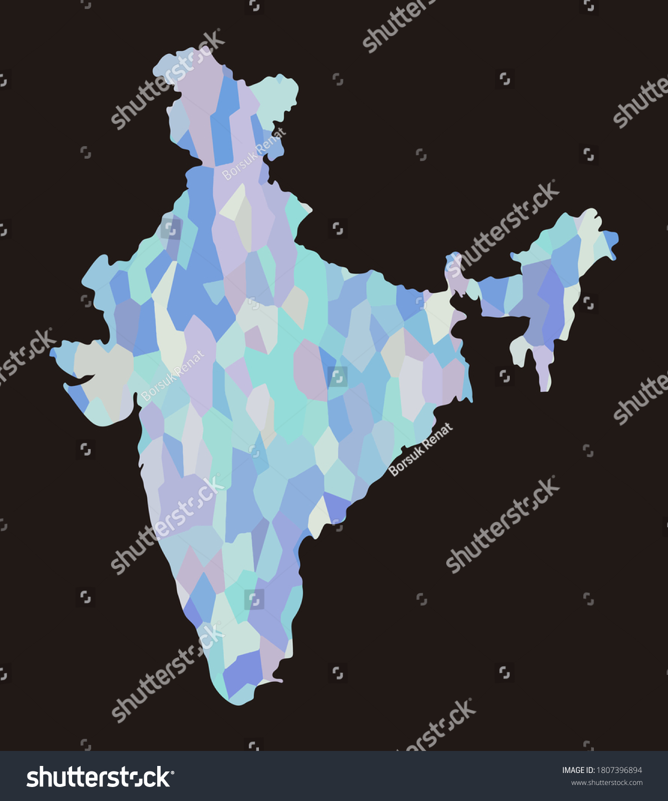 India Colorful Vector Map Silhouette Stock Vector (Royalty Free ...