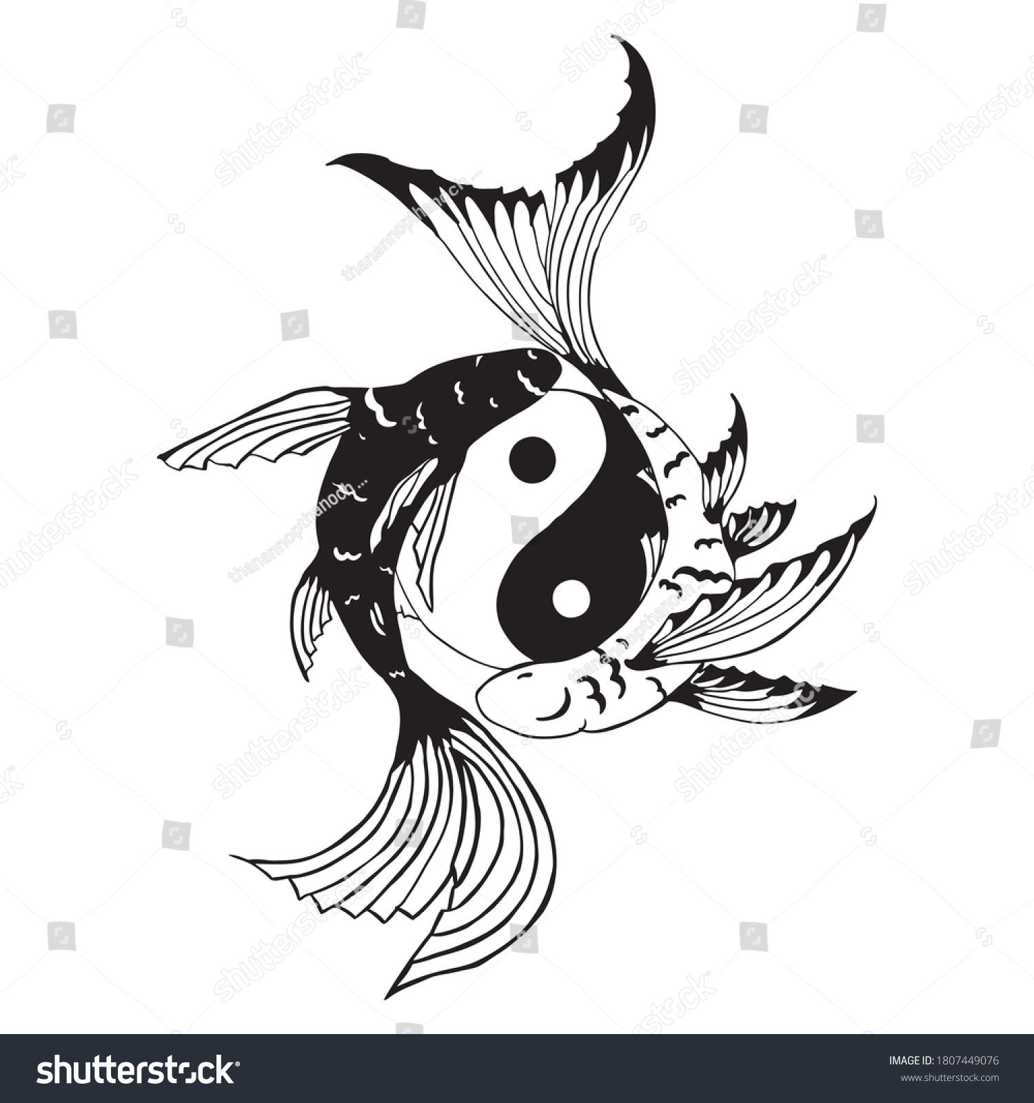 Yin Yang Fish Pattern Illustration Tattoo Stock Vector (Royalty Free ...