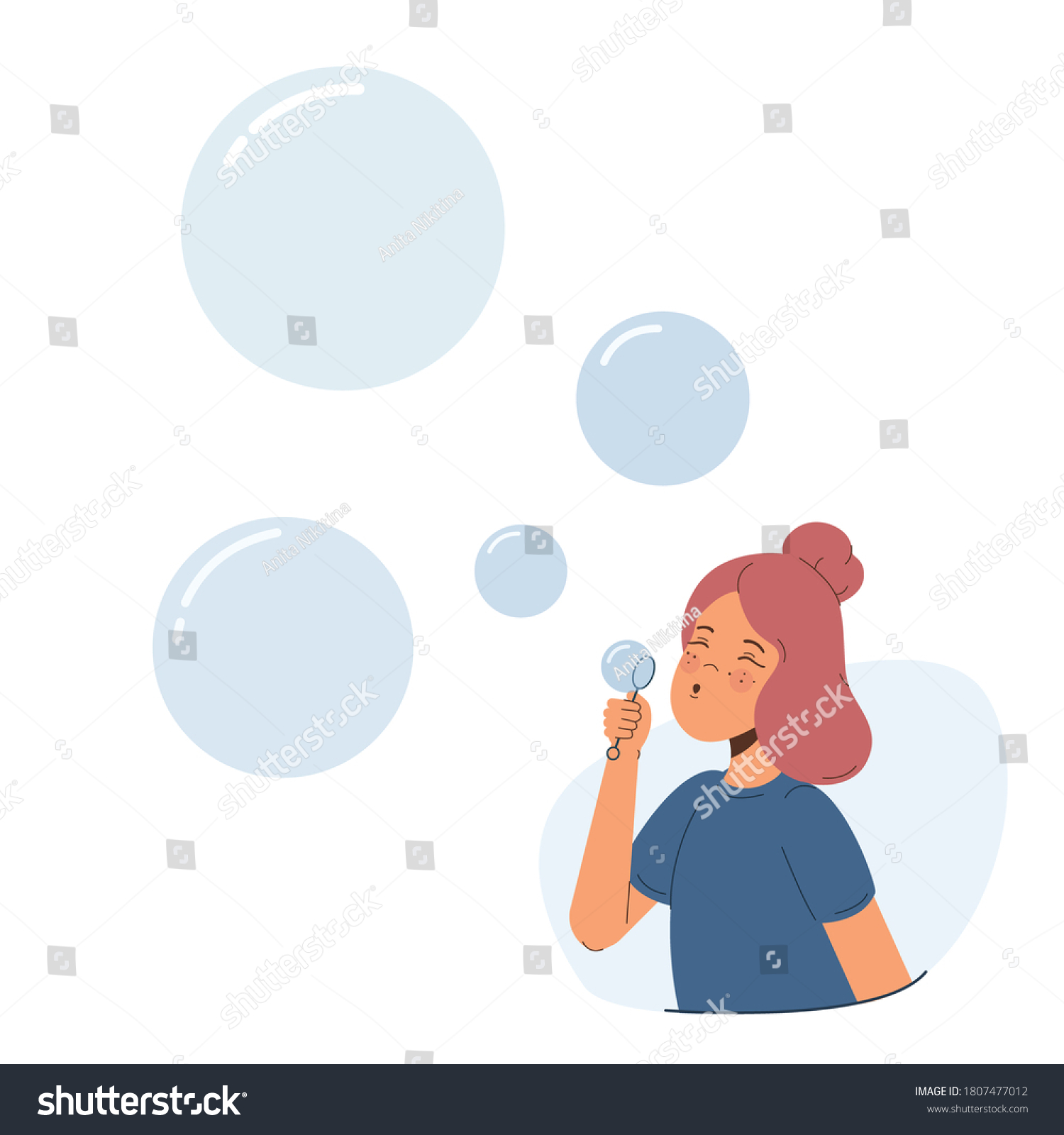 Young Girl Blowing Bubbles Isolated On Stock Vector (royalty Free 