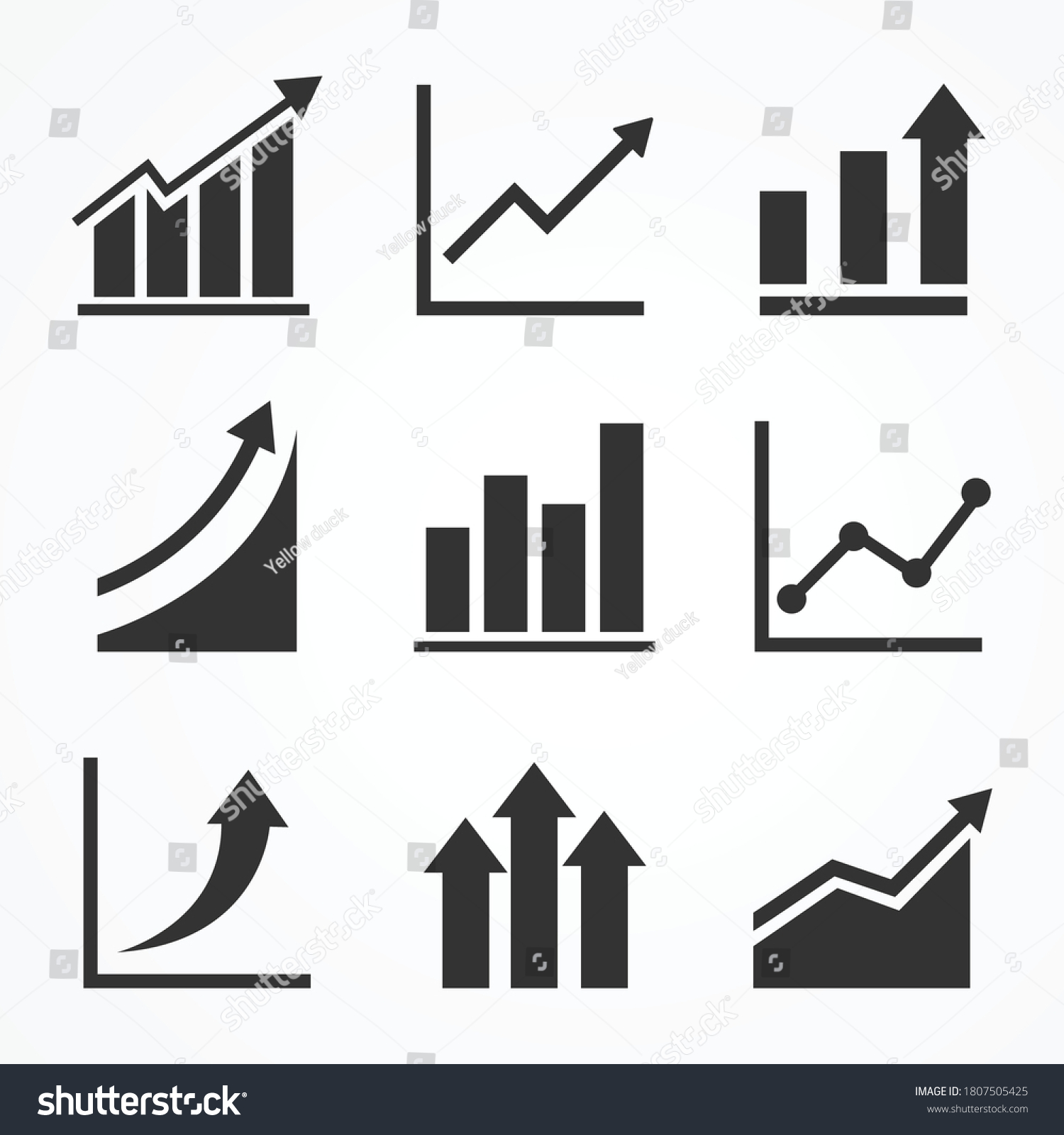 Black Arrow Graph Icon Set Business Stock Vector Royalty Free 1807505425 Shutterstock 5285