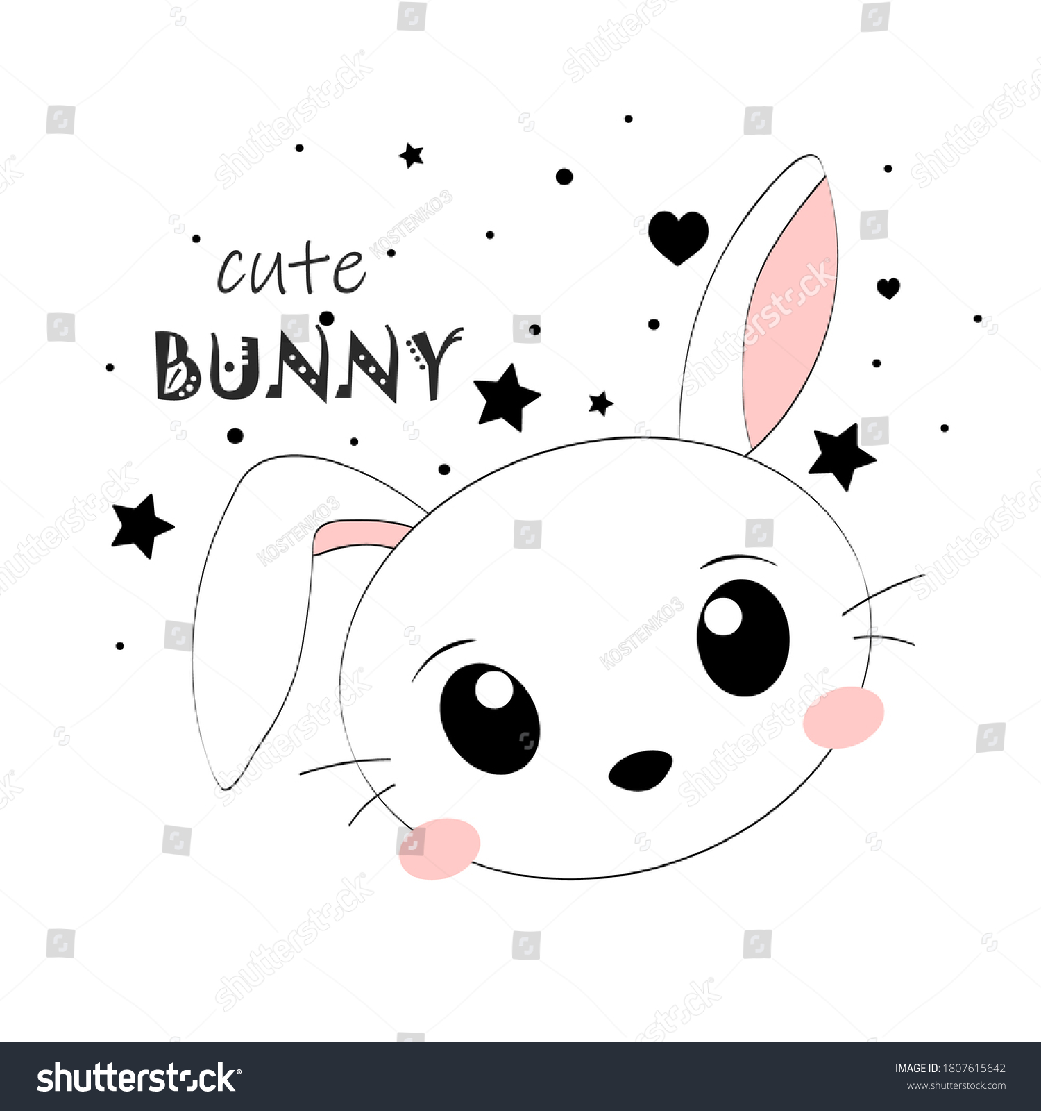 Card Bunny Stars On White Cartoon Stock Vector (Royalty Free ...