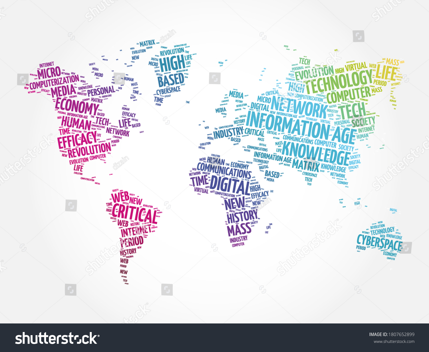 Information Age Word Cloud Shape World Stock Vector (Royalty Free ...