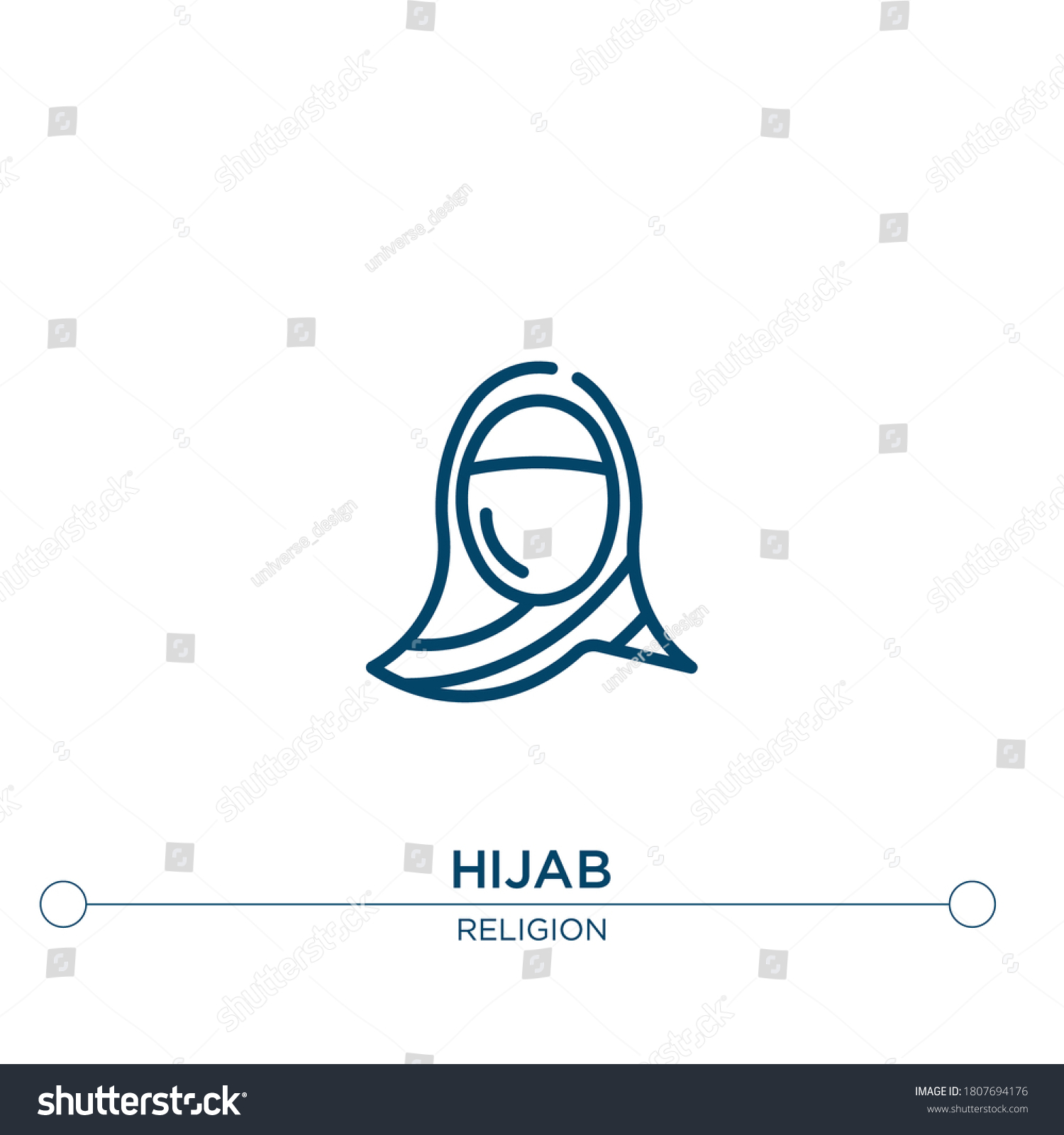 Hijab Outline Vector Icon Simple Element Stock Vector (Royalty Free ...