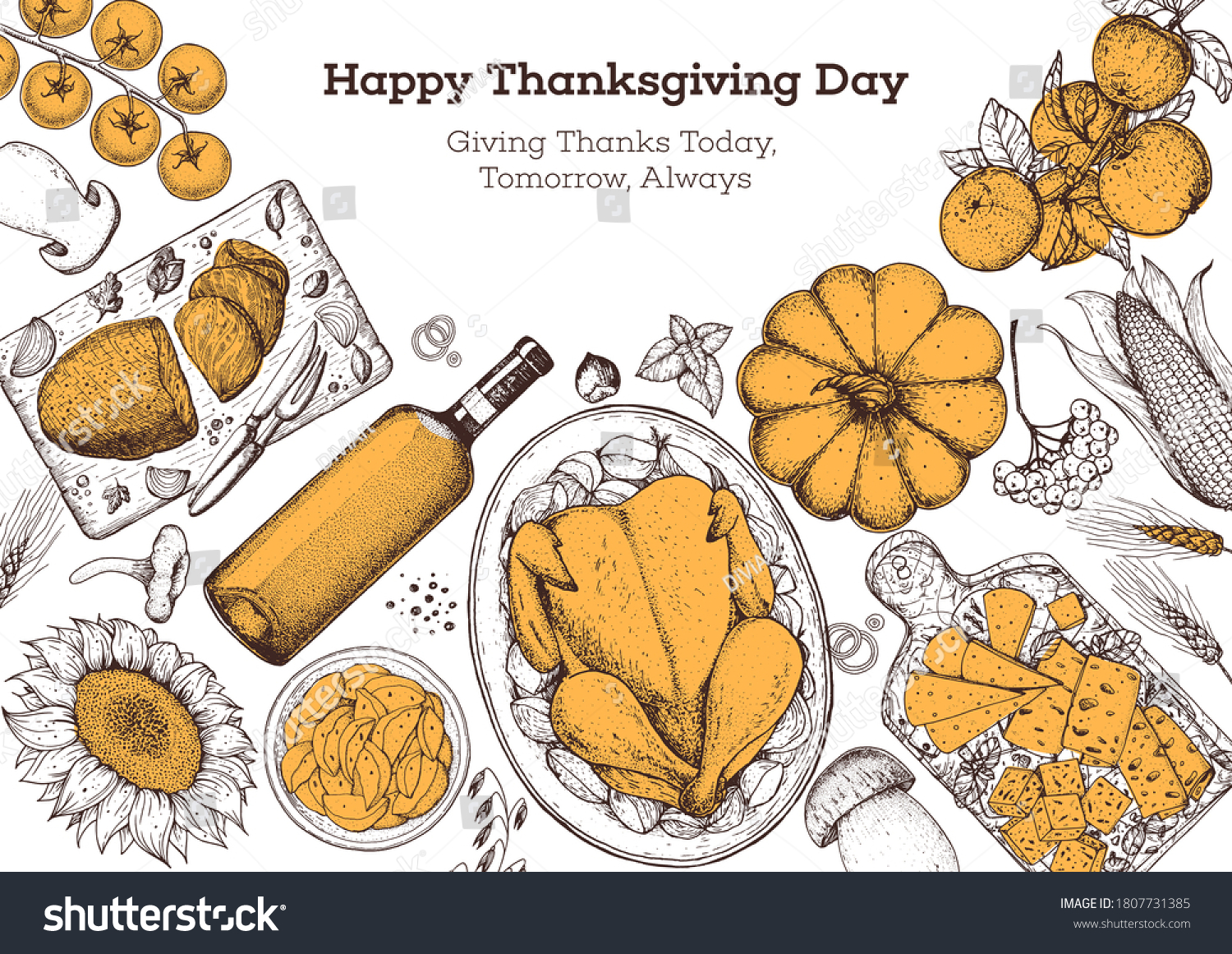 Vektor Stok Thanksgiving Food Banner Design Thanksgiving Illustration  (Tanpa Royalti) 1807731385 | Shutterstock