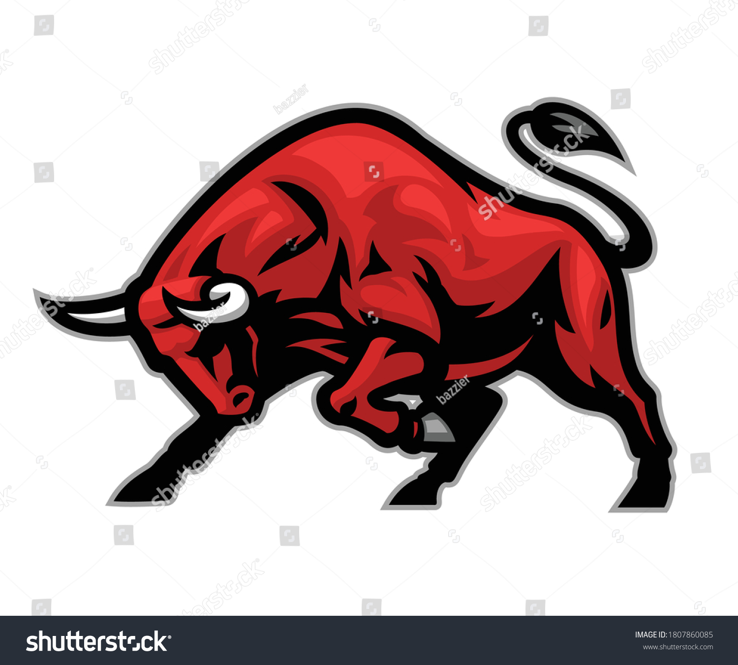 Angry Bull Mascot Ready Attack Stock Vector (Royalty Free) 1807860085 ...