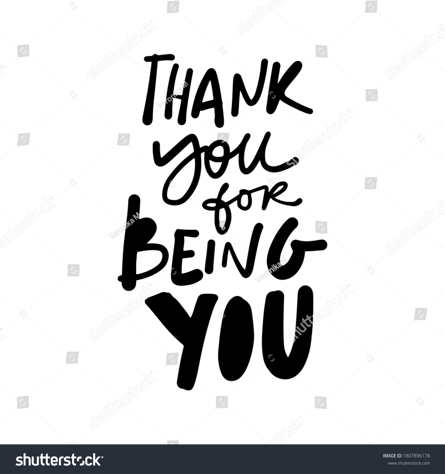 Thank You Being You Hand Lettering Stock Vector (Royalty Free ...