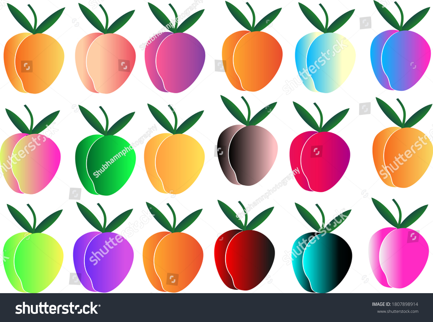 18 Different Types Peaches Vector: เวกเตอร์สต็อก (ปลอดค่าลิขสิทธิ์