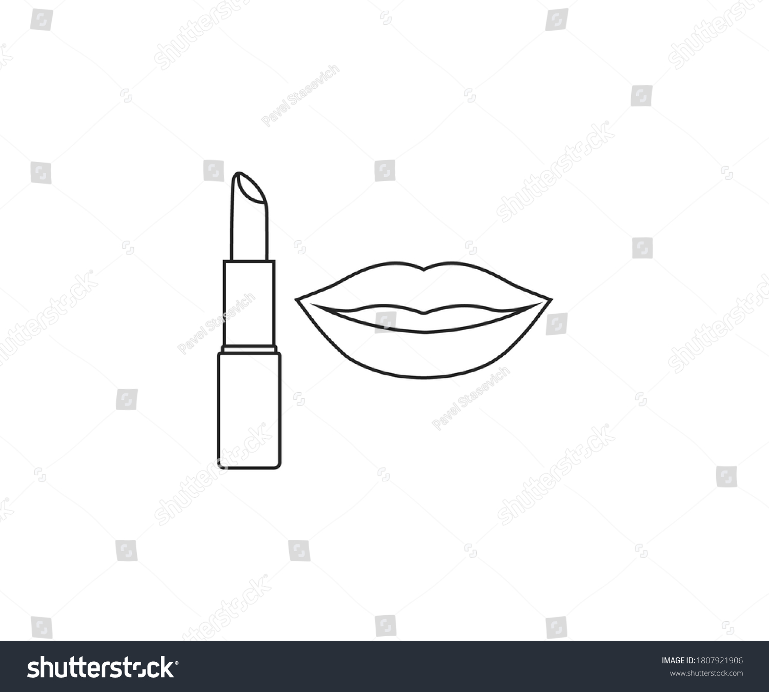 Lips Lipstick Outline Icon Vector Illustration Stock Vector Royalty Free 1807921906 Shutterstock