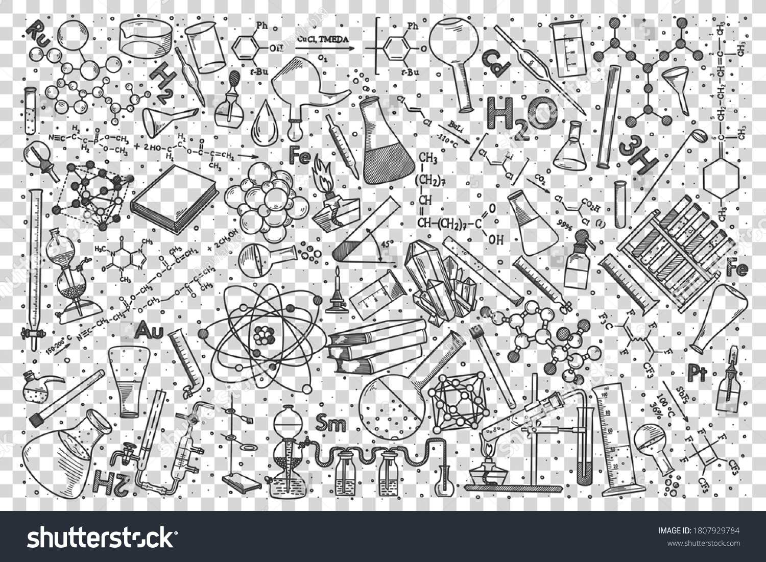 Chemistry Doodle Set Collection Hand Drawn Stock Vector (Royalty Free ...