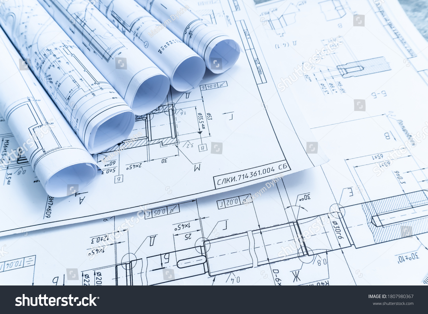 Technology Blueprints Part Engineering Project Stock Photo 1807980367 ...