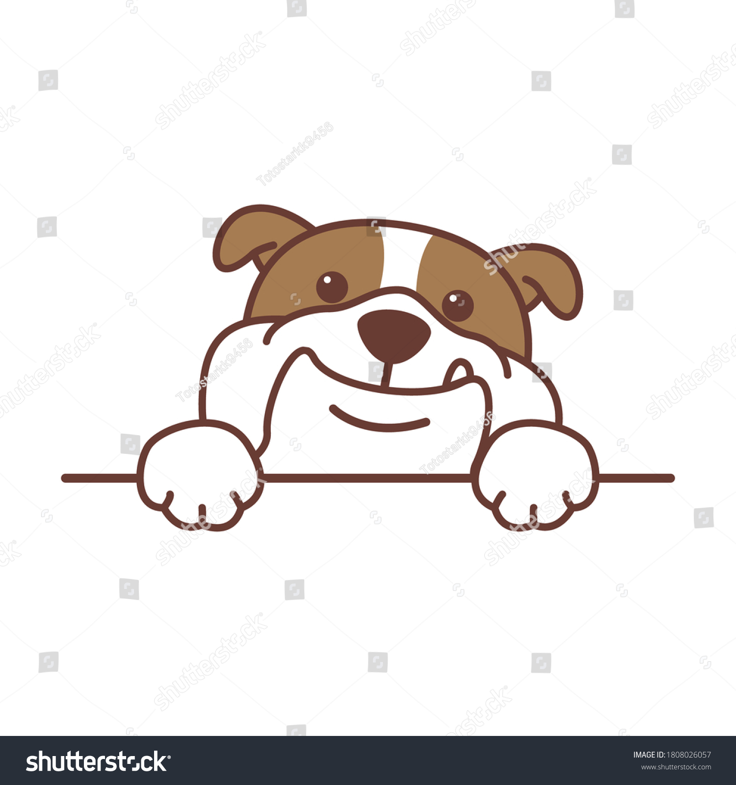 Cute English Bulldog Paws Over Wall Stock Vector (Royalty Free ...