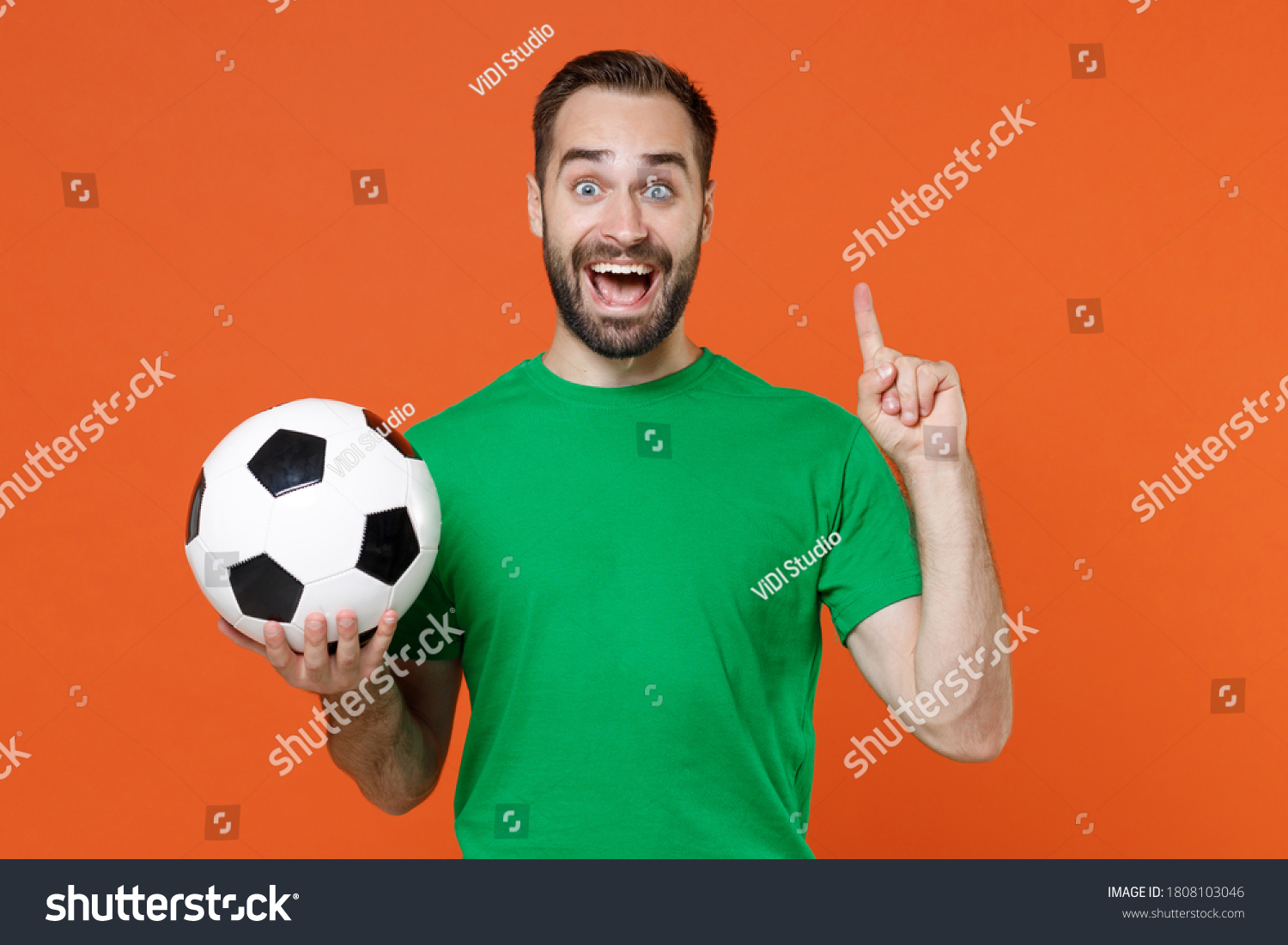 Amazed Man Football Fan Green Tshirt Stock Photo 1808103046 | Shutterstock