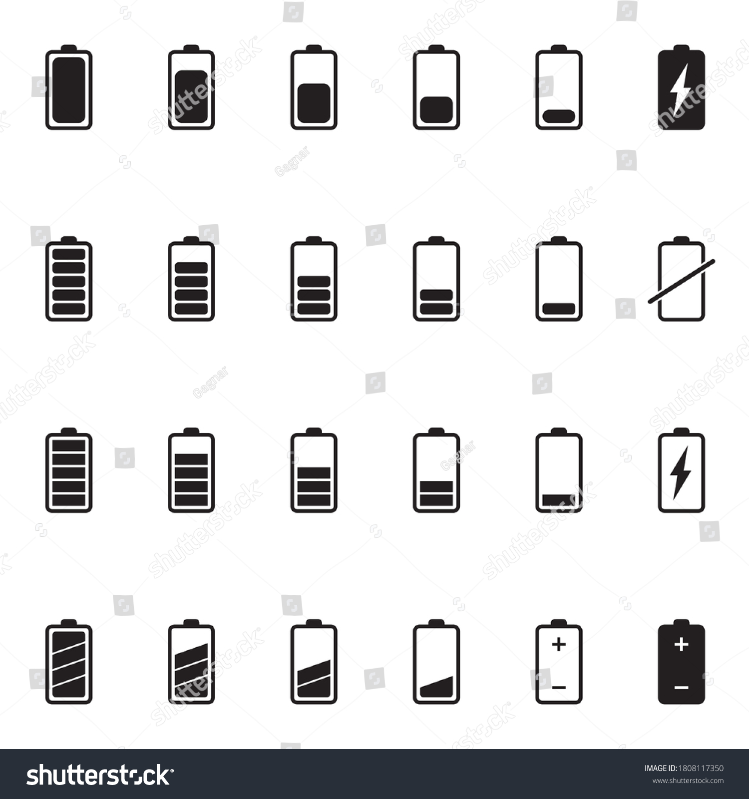 Set Battery Icons Different Level Charge Stock Vector (Royalty Free ...