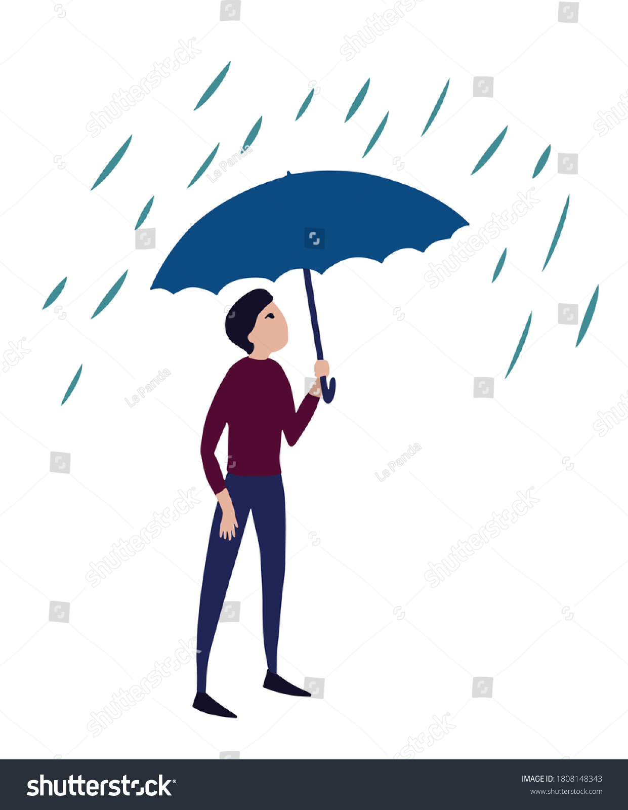 Man Under Umbrella Rain Vector Flat Stock Vector (Royalty Free ...