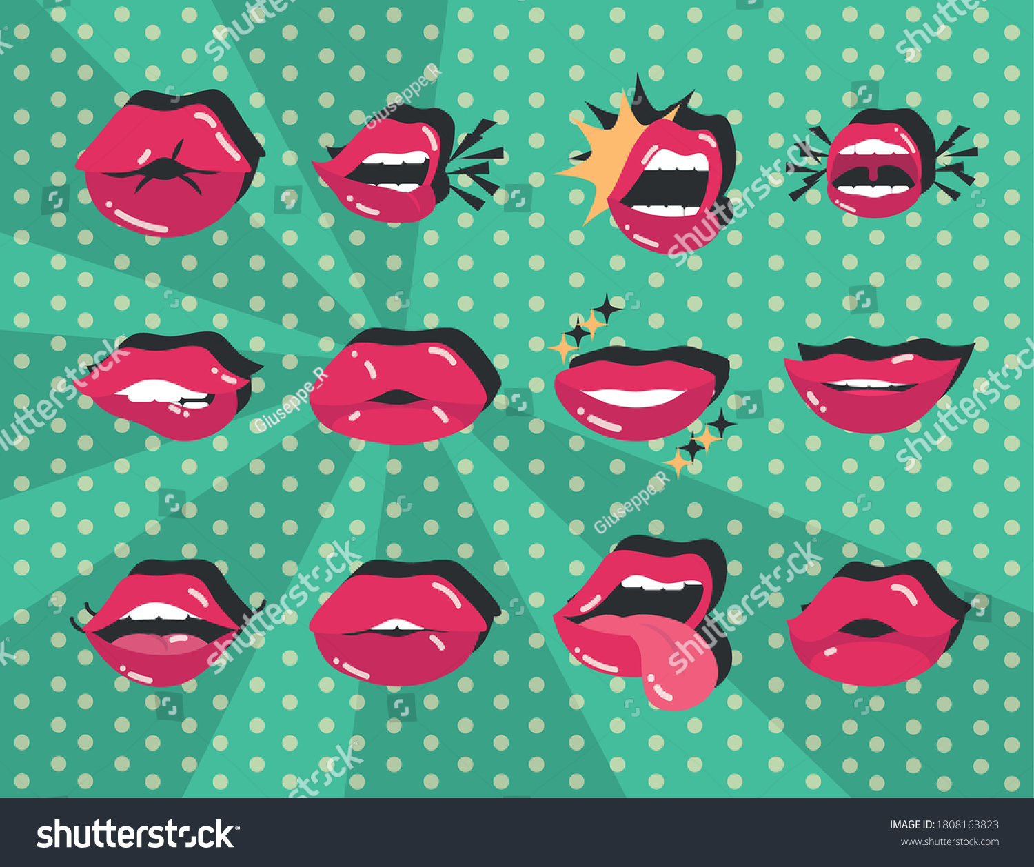 Pop Art Mouth Lips Sexy Female Stock Vector Royalty Free 1808163823 Shutterstock